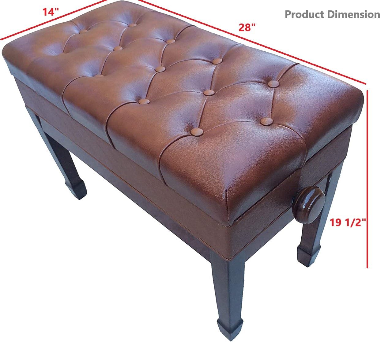 Premium Genuine Leather Adjustable Piano Bench Stool - Walnut Finish with Music Storage - Perfect for Home Studios, Music Classrooms & Concert Halls