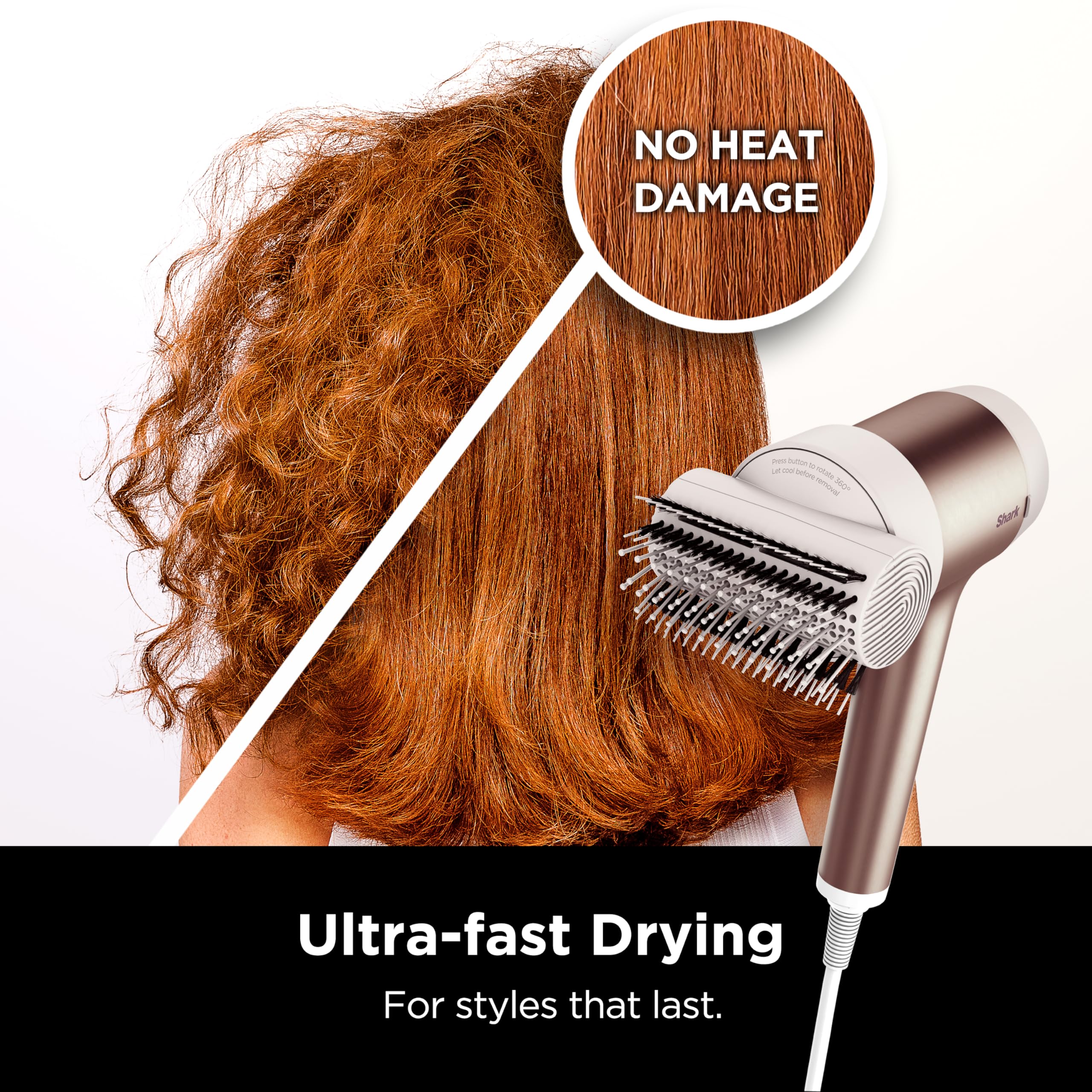 Shark HyperAIR Ionic Hair Dryer with 2-in-1 Concentrator & Styling Attachments - Auto Presets, Rotatable Hot Air Brush, No Heat Damage for Salon-Quality Blowouts at Home | Perfect for Daily Styling, Travel & Professional Salon Use