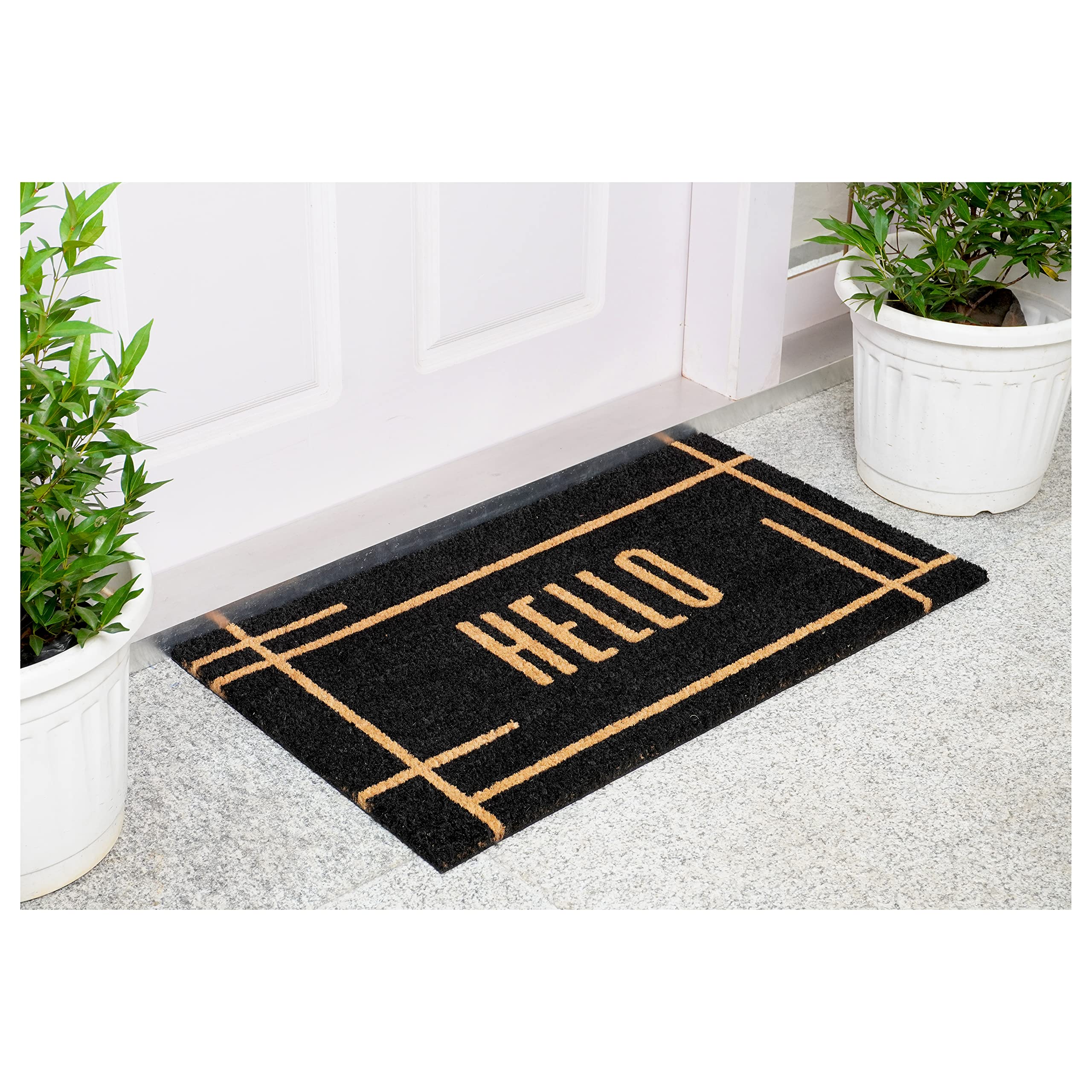 Calloway Mills 107393048 Modern Black Hello Doormat 30