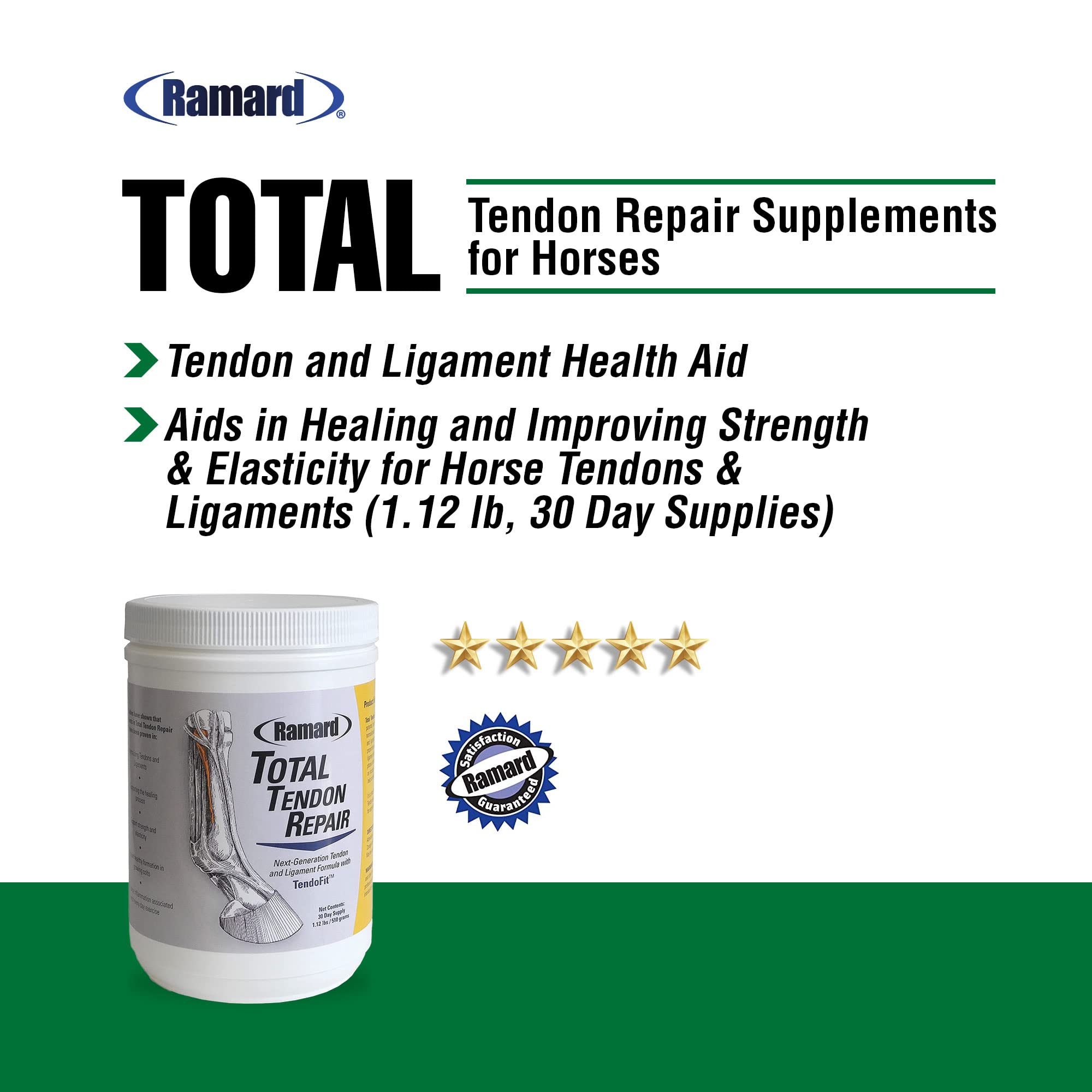 Total Tendon Repair Powder Supplement for Horses – Advanced Formula with Vitamin C, Collagen & MSM for Joint, Ligament & Tendon Support – Promotes Elasticity & Strength – 30 Day Supply – Ideal for Performance Horses & Recovery