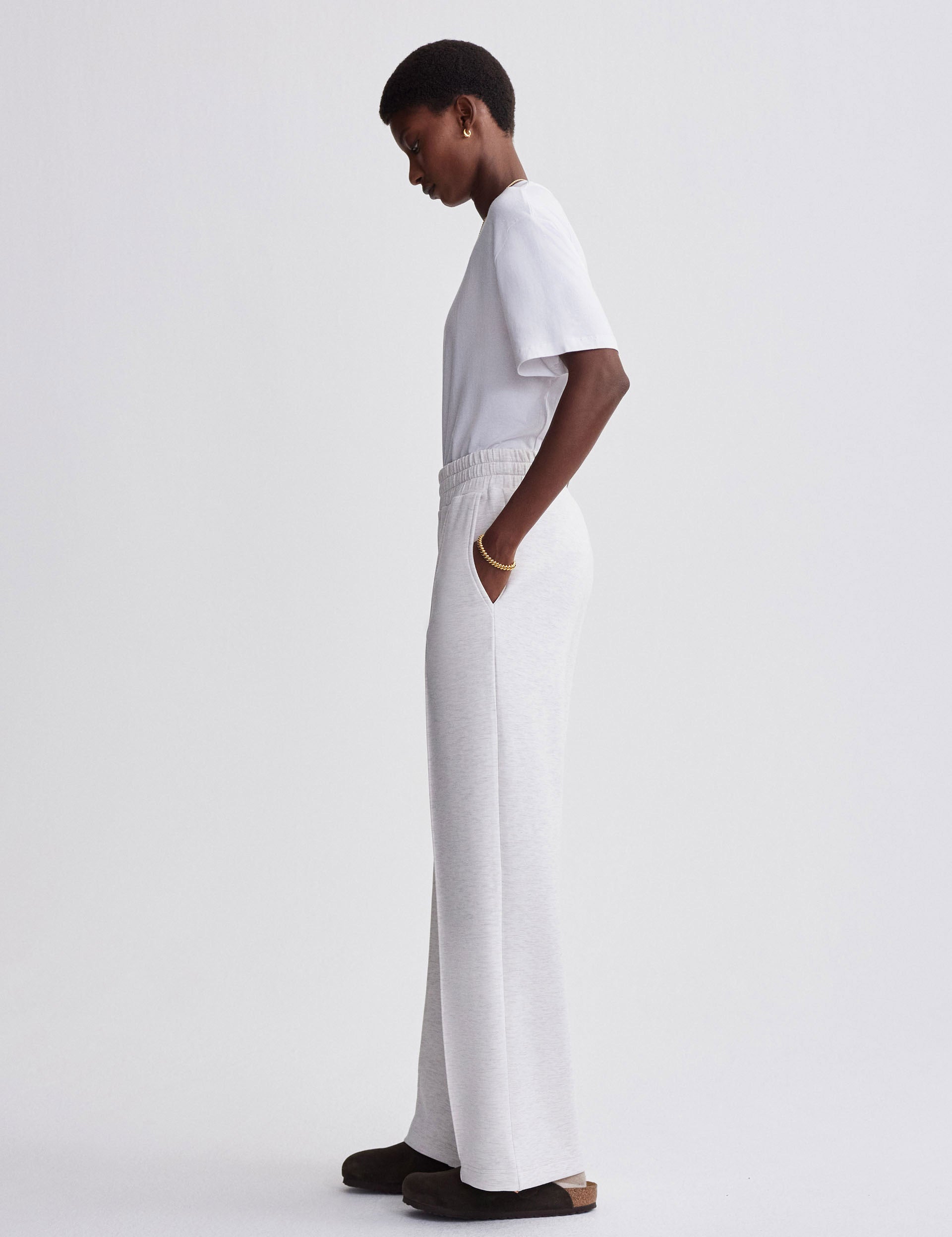 Stylish Wide Leg Pants Size 30 in Elegant Ivory Marl - Perfect for Office Wear & Casual Outfits