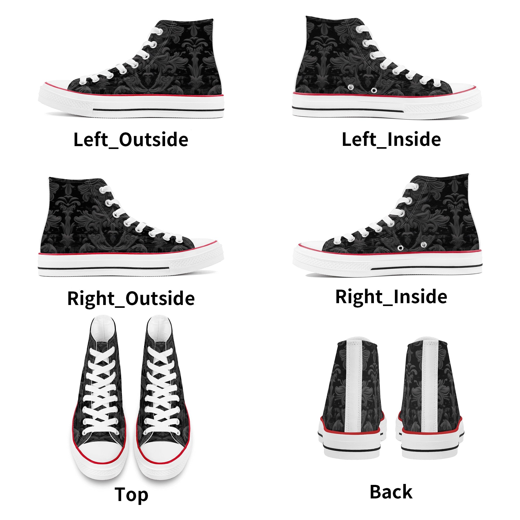 Gothic High Top Canvas Shoes for Women - Stylish Gray and Black Sneakers for Casual Wear, Street Fashion, and Gothic Outfits