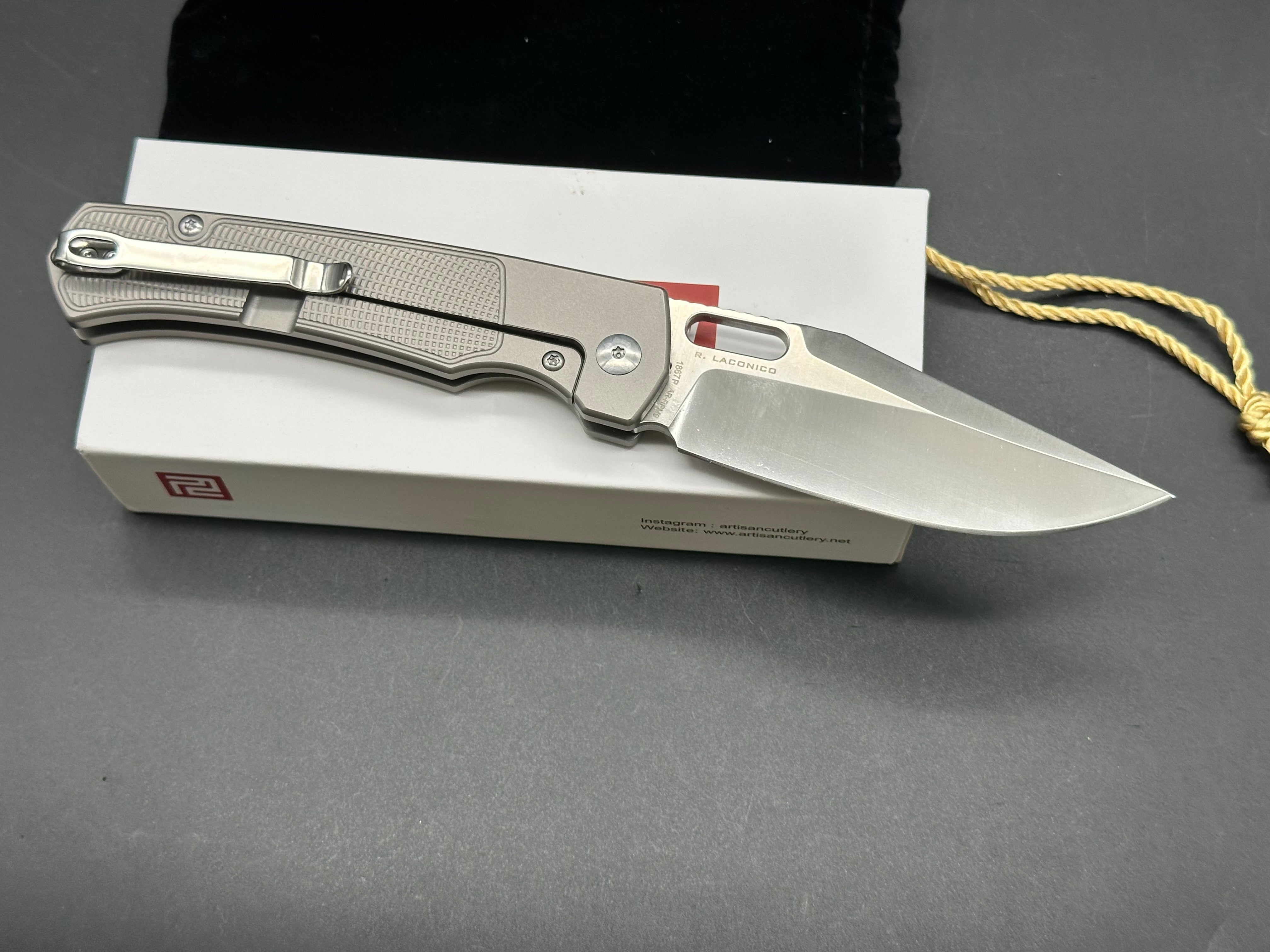 ARTISAN CUTLERY REVEL 1867T Folding Knife - AR RPM9 Blade & Titanium Handle | EDC, Outdoor Survival, Camping, Hunting Gear