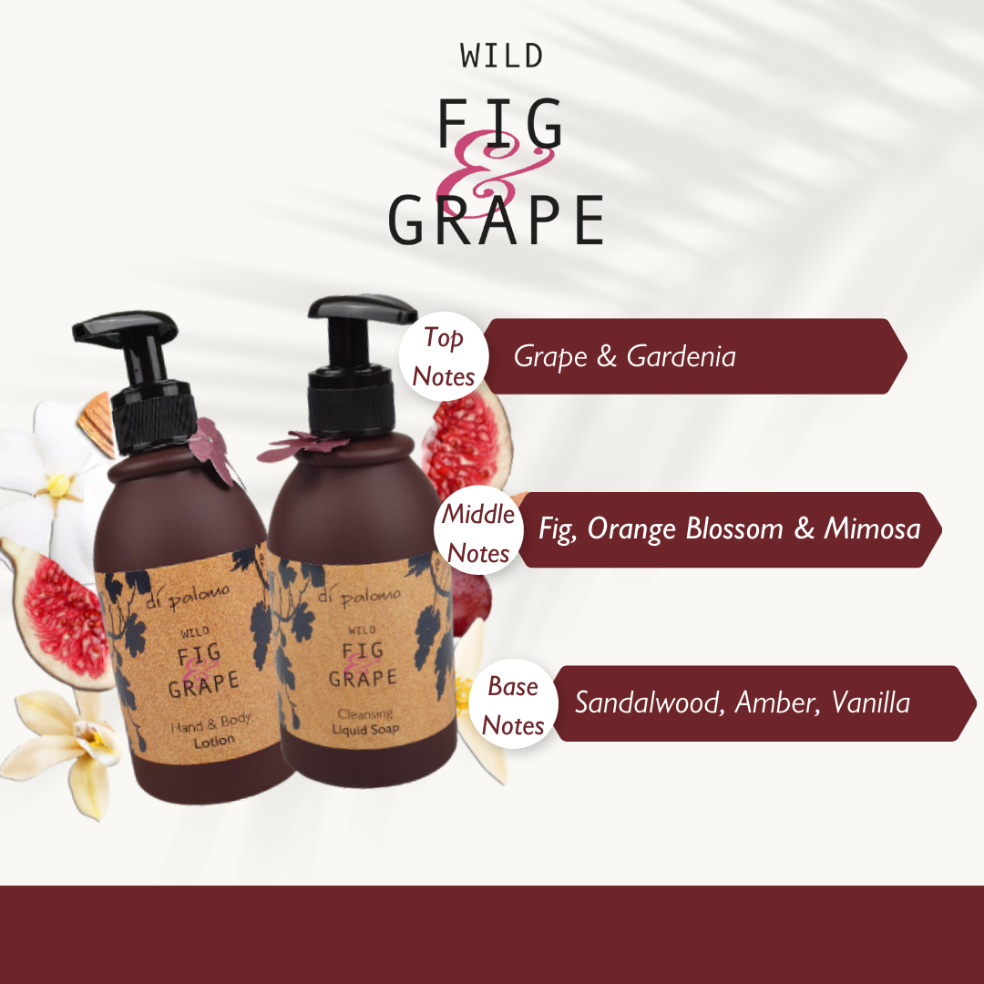 Di Palomo Wild Fig & Grape Essential Hand Care Collection - Luxury Hand Cream & Lotion Set for Dry Skin - Perfect for Home, Office & Travel Use