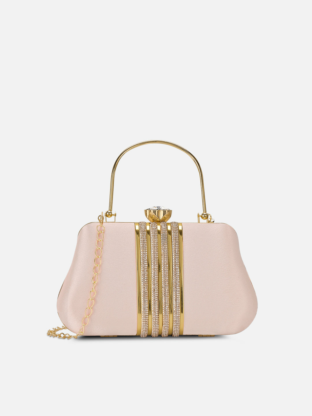 Lynn Small Handle Frame Clutch Bag for Women - Elegant Evening Clutch Purse with Gold Chain Strap - Perfect for Parties, Weddings & Special Occasions