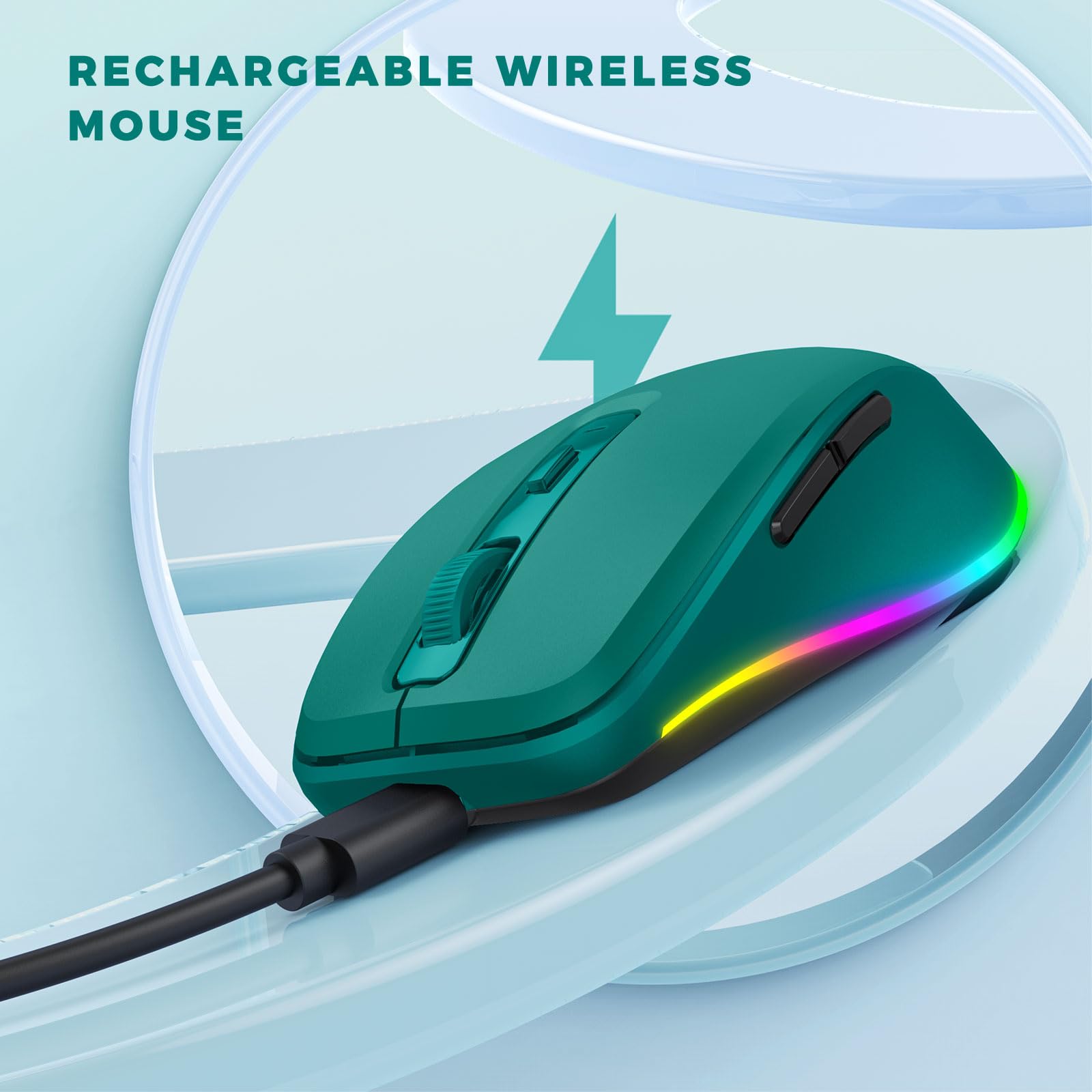 PEIOUS Wireless Mouse Jiggler with Undetectable Random Movement - Rechargeable LED Mouse Mover for Laptop, Keeps Computer Awake (Dark Green) - Perfect for Remote Work, Online Meetings & Preventing Sleep Mode