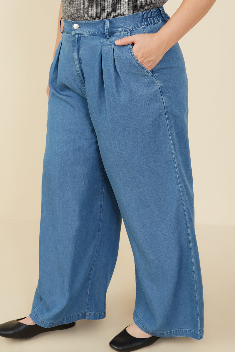 Women's High Waist Pleated Wide Leg Tencel Pants - Breathable & Comfortable for Work, Travel & Casual Wear