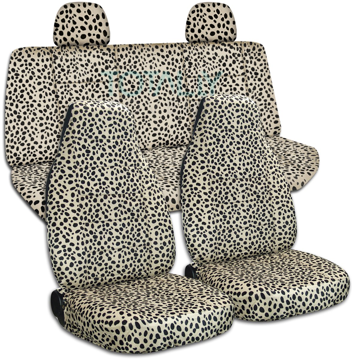 Animal Print Car Seat Covers Set with 2 Rear Headrest Covers - Tan Ladybug Design - Universal Fit for Cars, Trucks, Vans, RVs & SUVs (30 Patterns) - Perfect for Road Trips & Pet Protection
