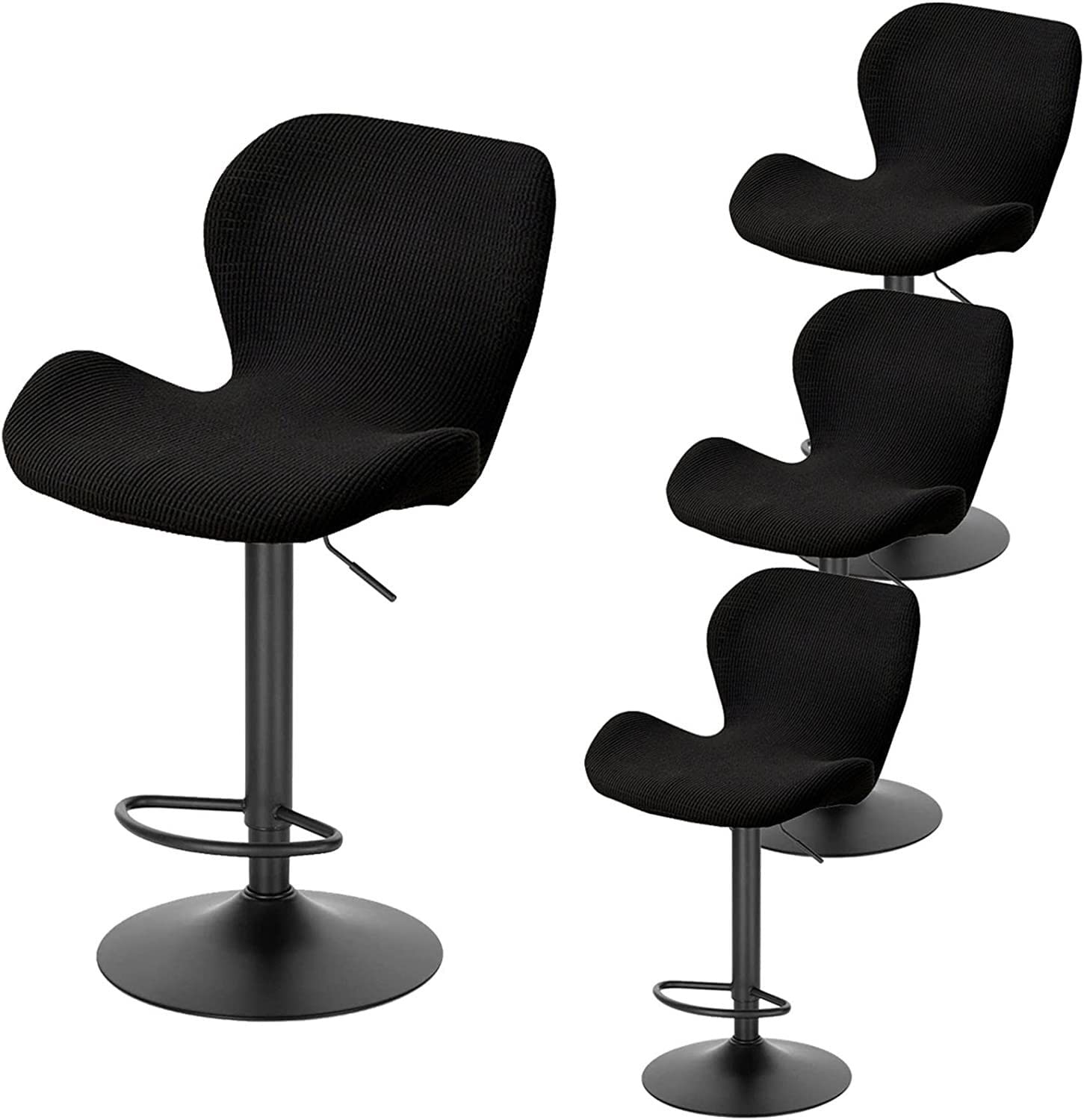 Modern Stretch Slipcovers for Bar Stools - 4-Piece Set with Backrest for Swivel & Curved Kitchen Counter Chairs (Large Size) - Perfect for Dining, Breakfast Bars & Home Decor