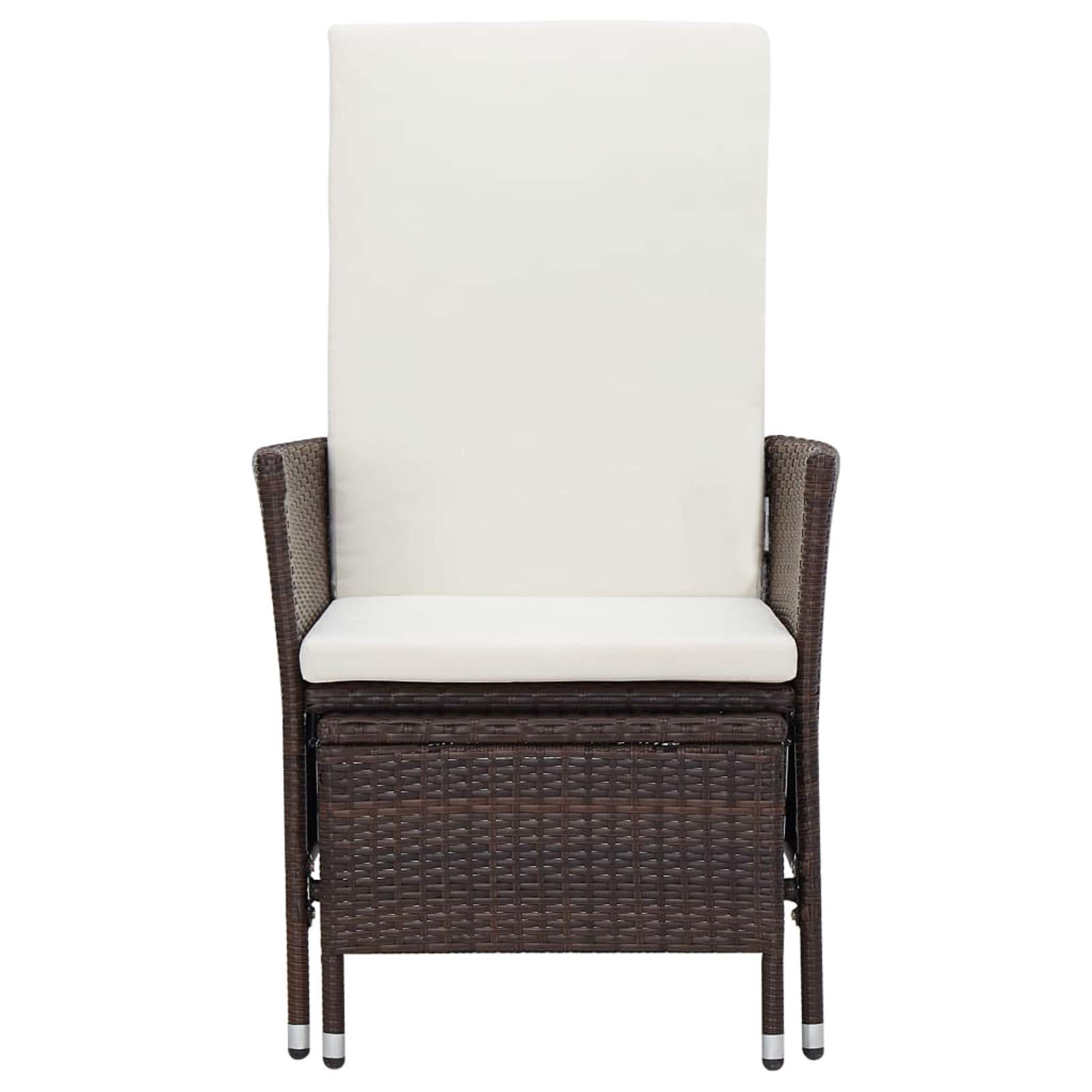 Tidyard Brown Poly Rattan Reclining Patio Chair with Padded Cushions & Built-in Footrest - Steel Frame Outdoor Lounge Armchair for Garden, Poolside, Backyard, Balcony - Perfect for Relaxing, Sunbathing and Outdoor Entertaining