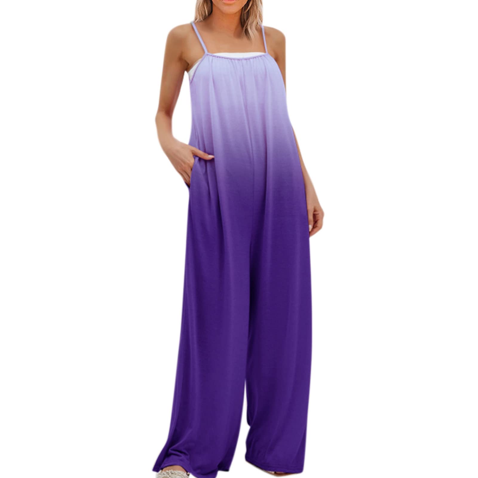 Giraropa Women's Plus Size Casual Overalls Jumpsuit - Solid Color Baggy Bib Pants with Pockets, Wide Leg Playsuit for Everyday Wear, Work & Outdoor Activities