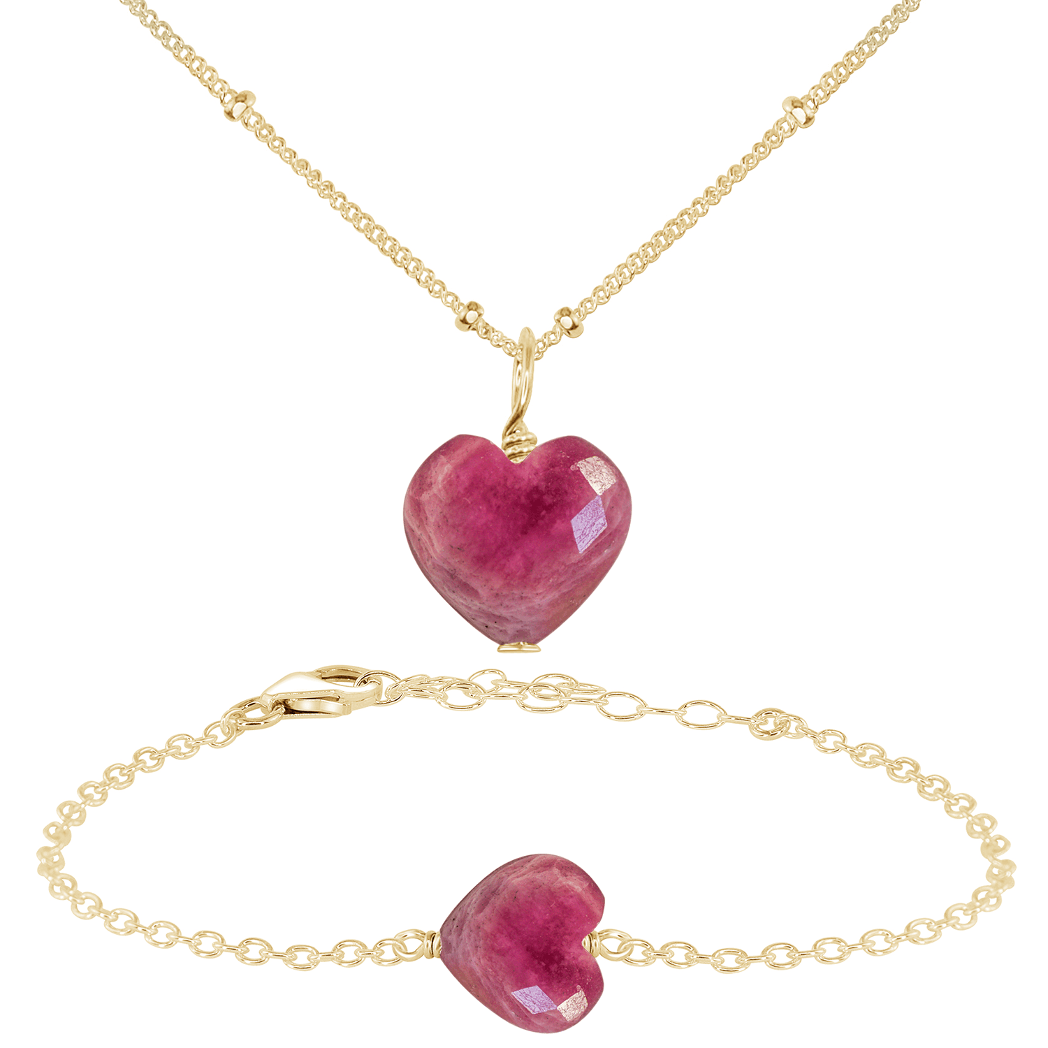 Ruby Crystal Heart Jewelry Set for Women - Elegant Necklace & Earrings Gift Set - Perfect for Valentine's Day, Anniversary & Romantic Occasions