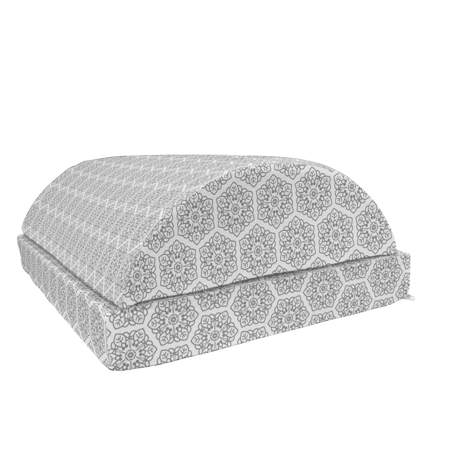 Ambesonne Floral Foot Rest with Non-Slip Backing - Adjustable Ergonomic Memory Foam Leg Support for Office & Home - Grey and White Intricate Floral Pattern - Perfect for Work, Reading & Relaxation