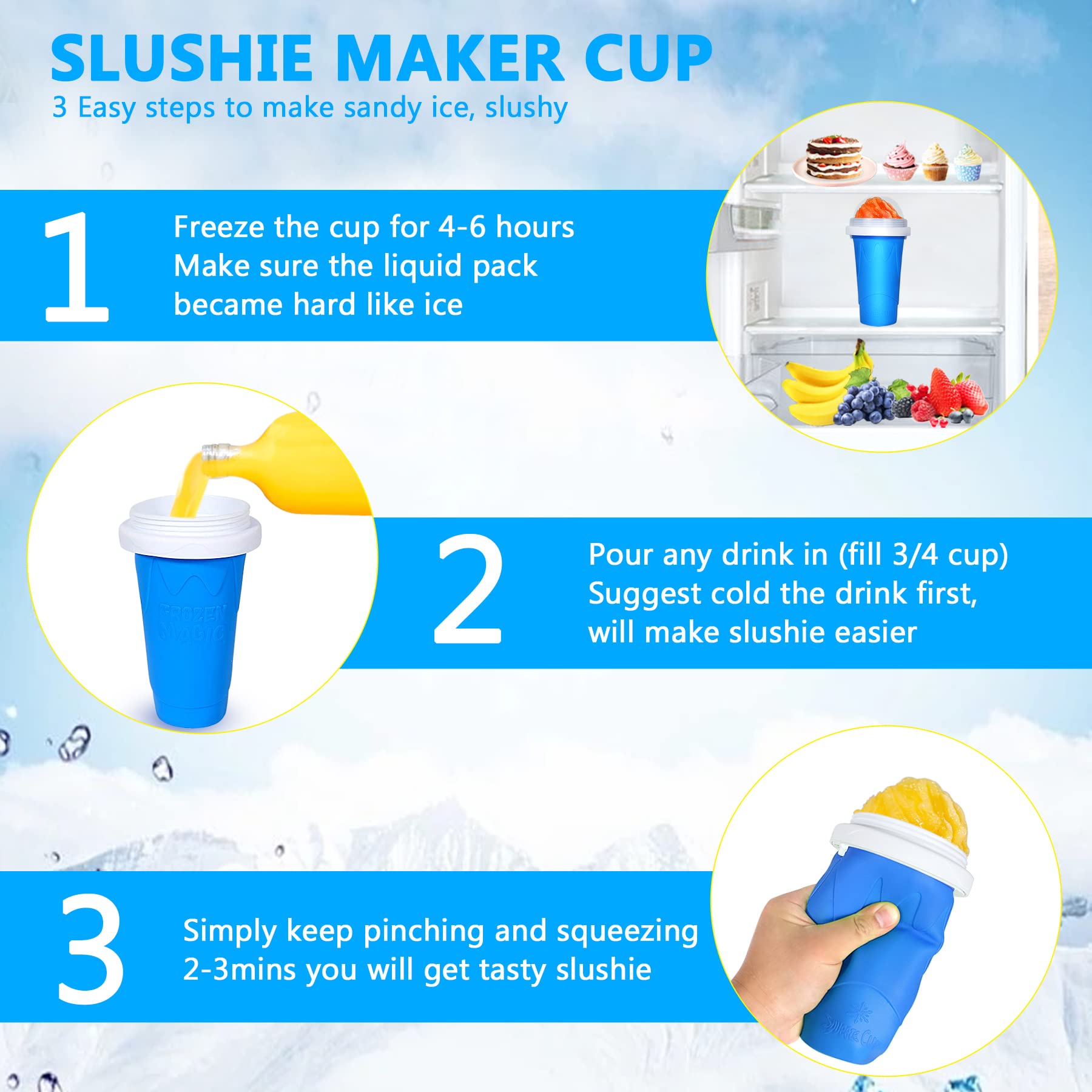 Color Land Slushy Cup - TikTok Viral Magic Frozen Squeeze Cup for DIY Ice Cream & Slushies | Reusable Homemade Drink Maker with Lid & Straw (Green) - Perfect for Summer Parties, Kids Treats & Trendy TikTok DIY Videos
