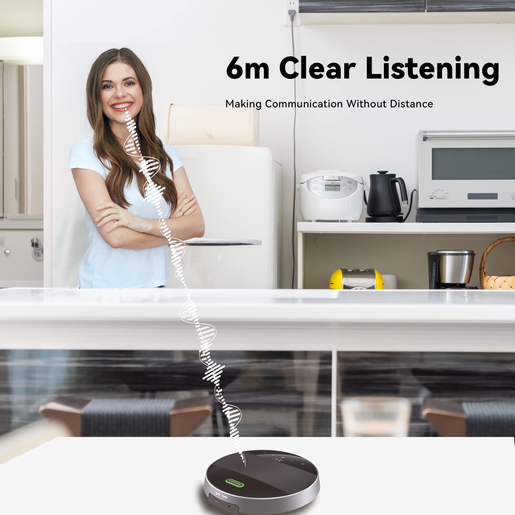 Tenveo MagiCall Conference Speaker with Microphone - Bluetooth/Wireless/USB Omnidirectional Speakerphone with Noise Cancellation & 360° Pickup for 10-15 People - Perfect for Online Meetings, Webinars & Remote Team Collaboration