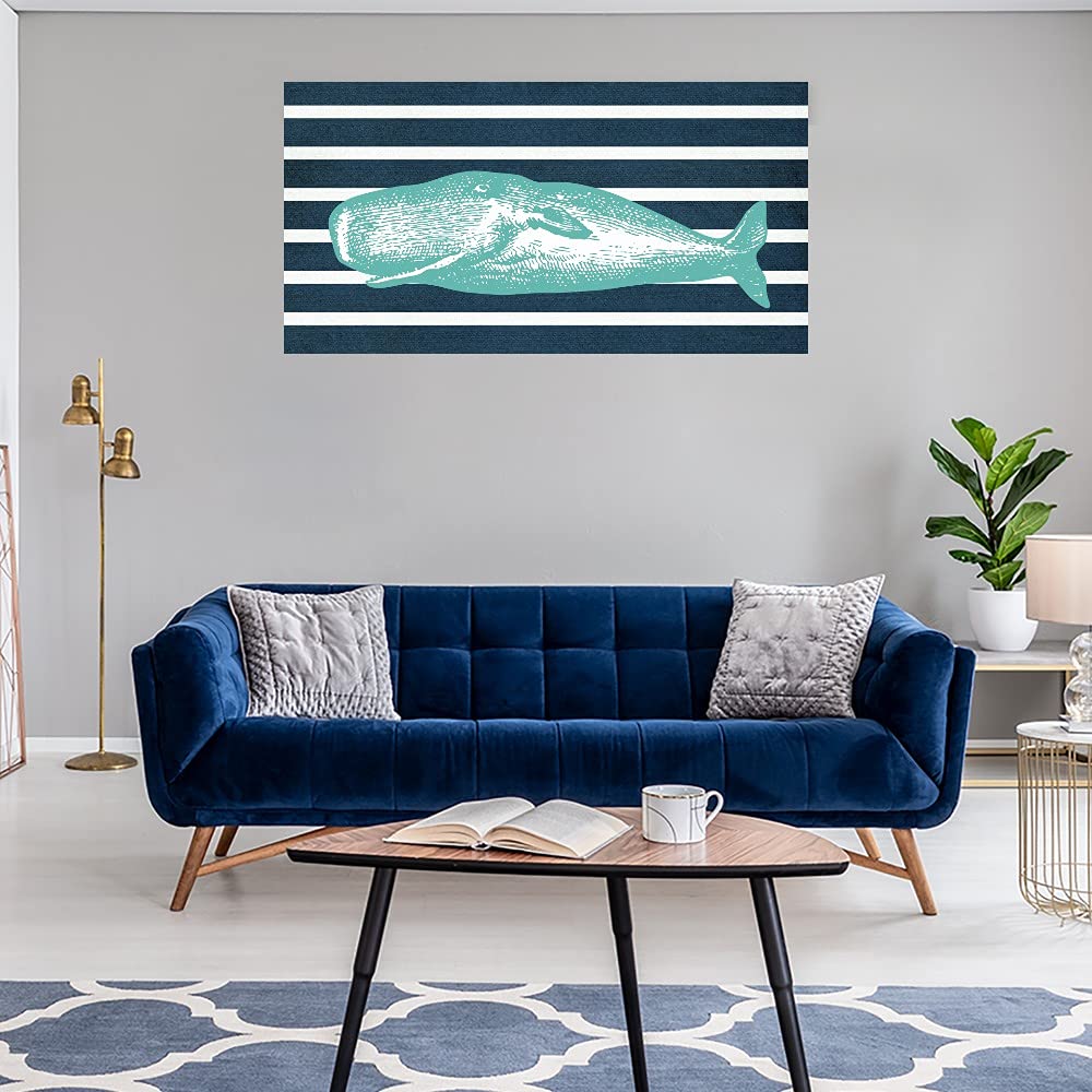 Whale Art Canvas Print - Ocean Themed Wall Decor by Brandi Fitzgerald - Ready to Hang 40x21 Inches - Perfect for Living Room, Bedroom, Office & Coastal Home Decor