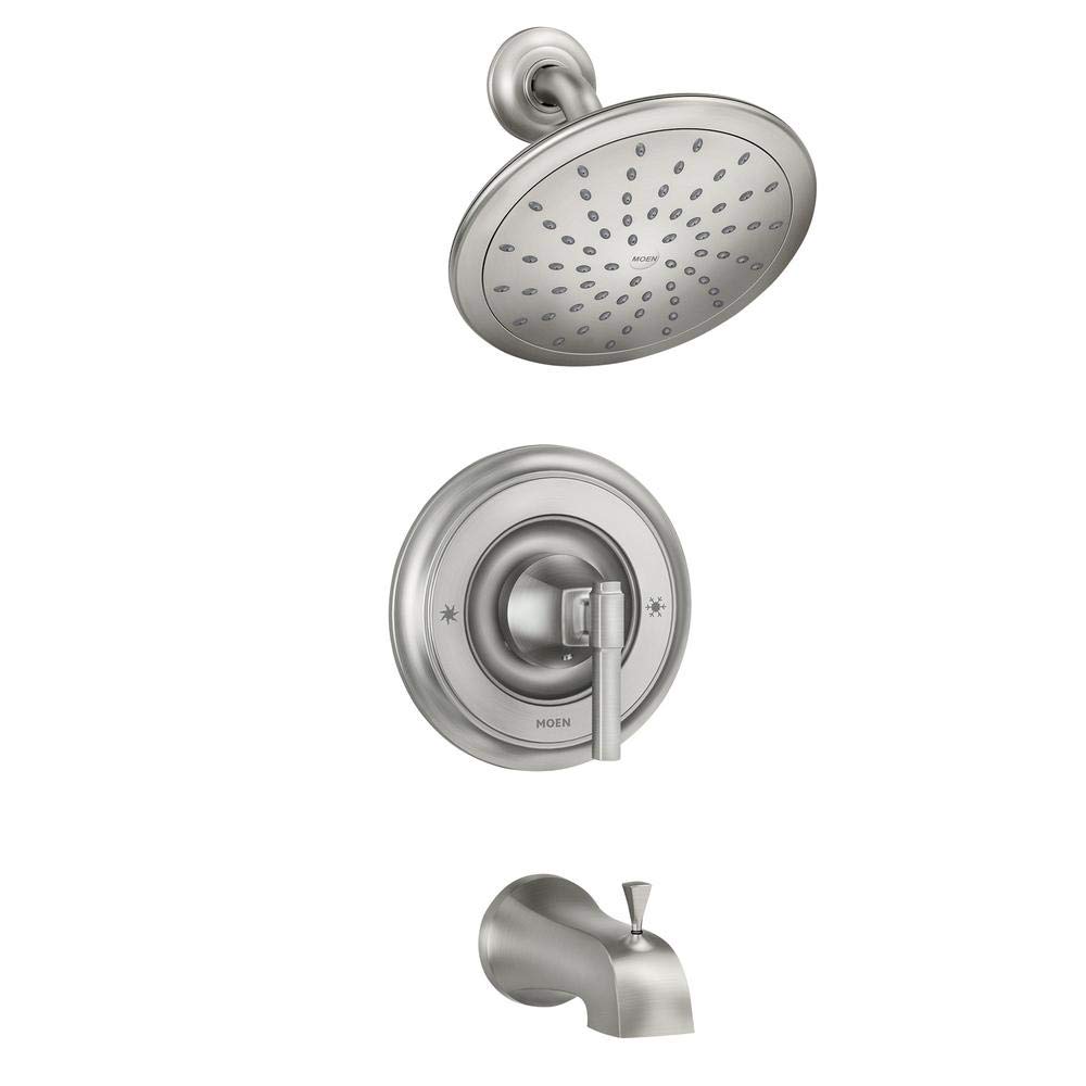 Moen Ayda Single-Handle 1-Spray Brushed Nickel Shower Faucet with Spot Resist Finish (Valve Included) - Perfect for Modern Bathroom Renovations and Spa-Like Shower Experiences