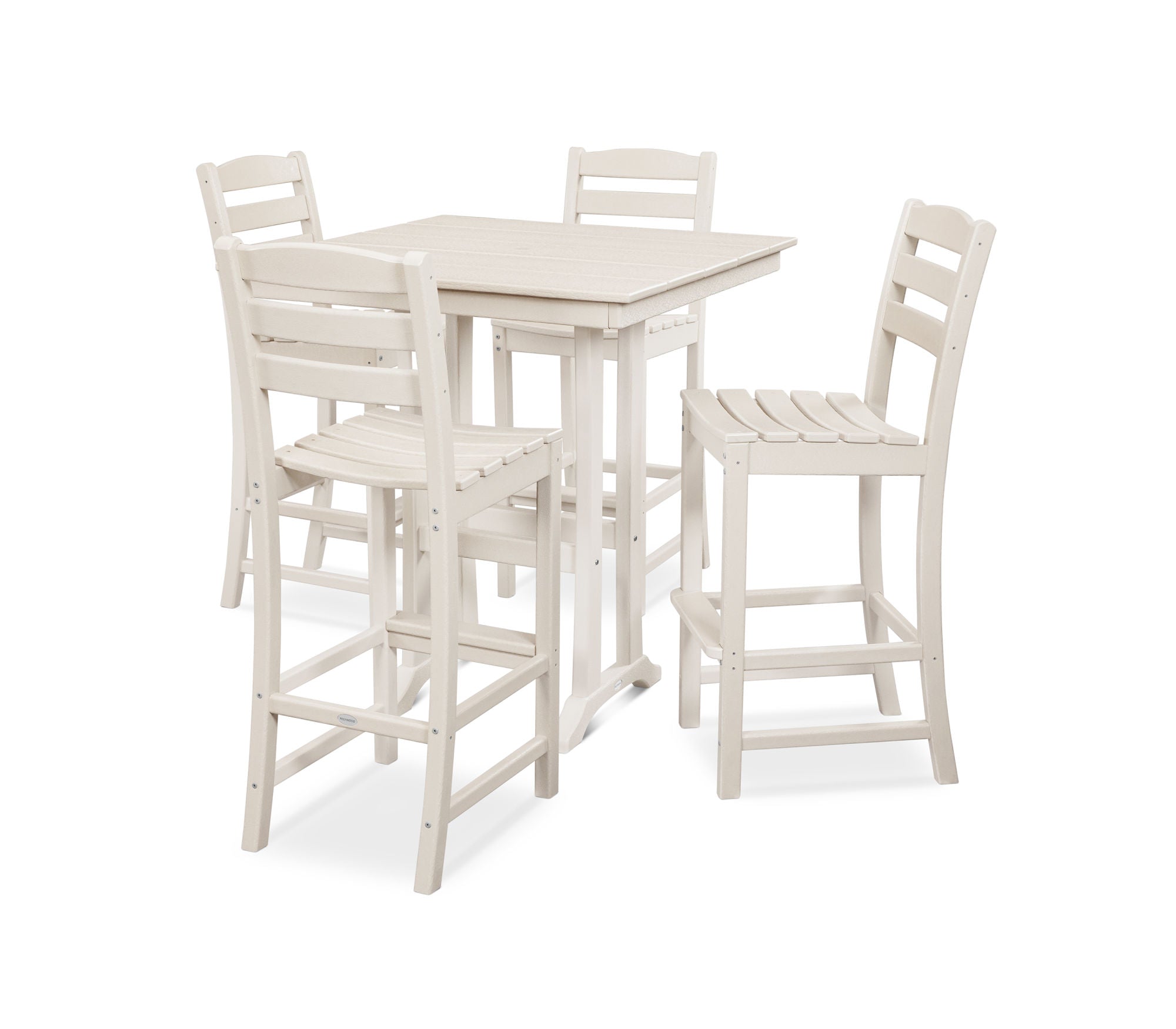 POLYWOOD La Casa Café 5-Piece Farmhouse Trestle Bar Set - Outdoor Patio Dining Furniture for Backyard, Garden & Poolside