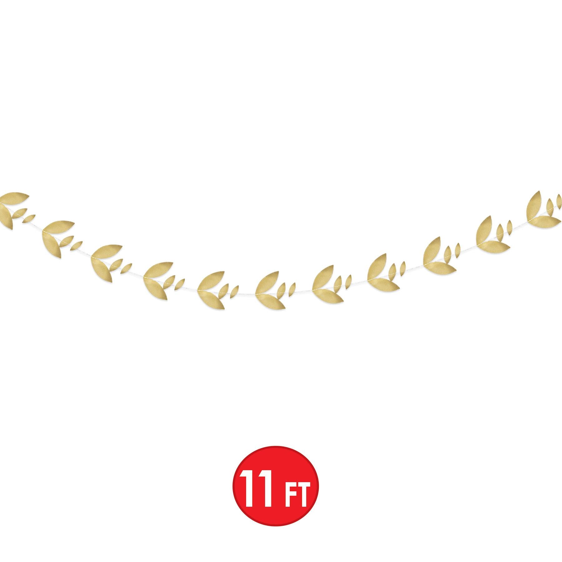 12 Pack Gold Foil Leaves Party Garland - Premium Metallic Decor for Halloween, Thanksgiving, Christmas & Wedding Celebrations - Perfect for Wall, Table & Ceiling Decorations