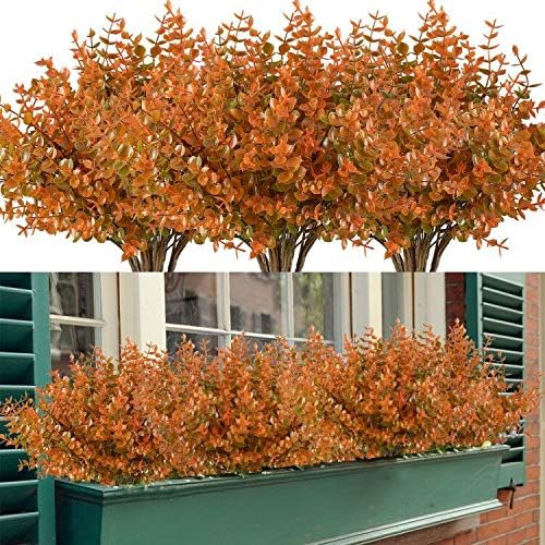 6 Bundles Artificial Grass Outdoor Fake Grass UV Resistant Fade Proof Plastic Plants for Garden, Porch, Window Box Decor - Perfect for Patio, Landscaping & Home Decoration