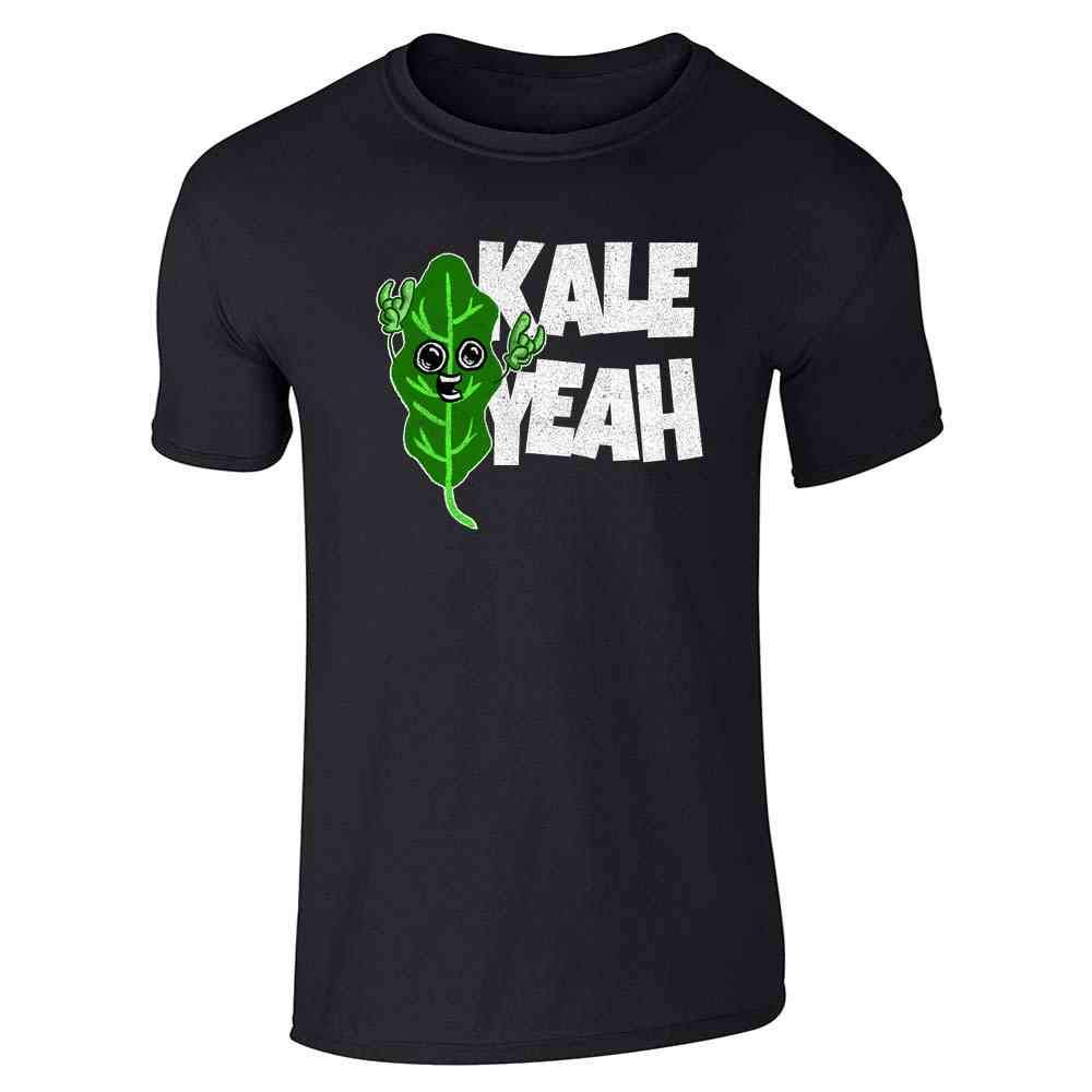 Funny Vegan Vegetarian Graphic T-Shirt for Men - Pop Threads Kale Yeah! Tee - Perfect for Casual Wear, Gym, and Eco-Friendly Outfits
