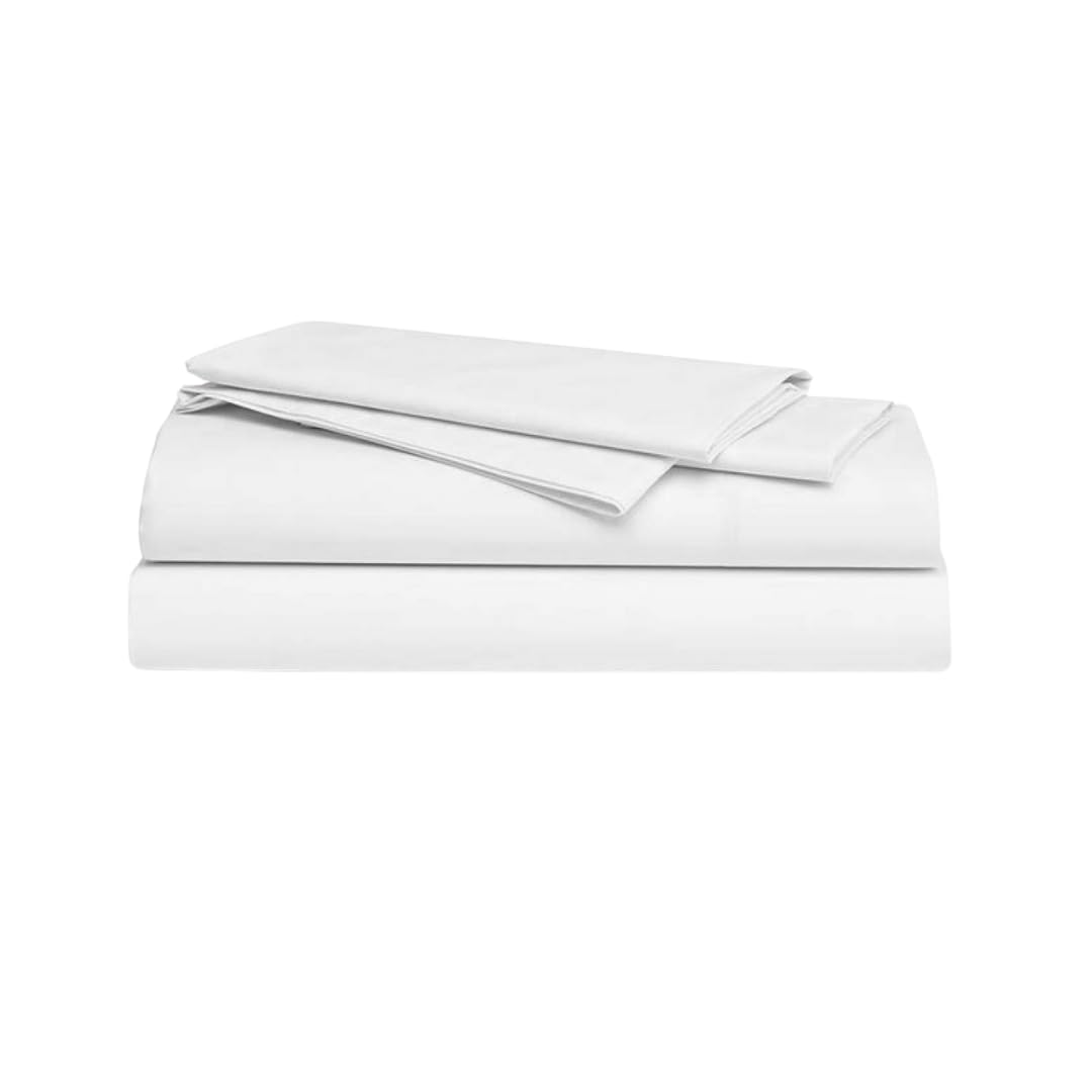 Organic Cotton Bed Sheets Set - Twin XL Size, White - 350 Thread Count, GOTS Certified, Breathable & Comfortable, Luxurious Soft Feel - Perfect for Bedroom, Dorm, Guest Room - All Season Use, Machine Washable