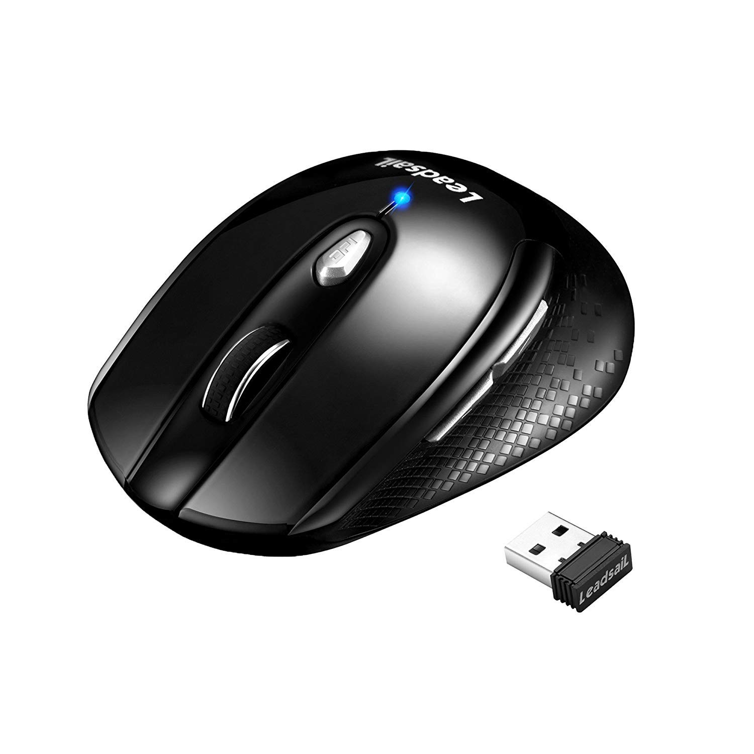 LeadsaiL Wireless Mouse for Laptop - 2.4G Slim Silent Optical Mouse with 6 Buttons, USB Receiver for Windows 10/8/7, Mac, MacBook Pro/Air, HP, Dell, Lenovo, Acer - Perfect for Office, Home, and Travel Use