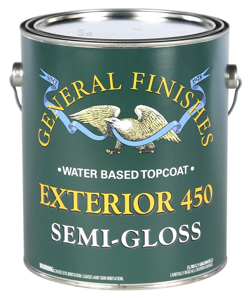 General Finishes Exterior 450 Water Based Topcoat - 1 Gallon Semi-Gloss Finish for Outdoor Wood Protection | Perfect for Decks, Fences & Furniture