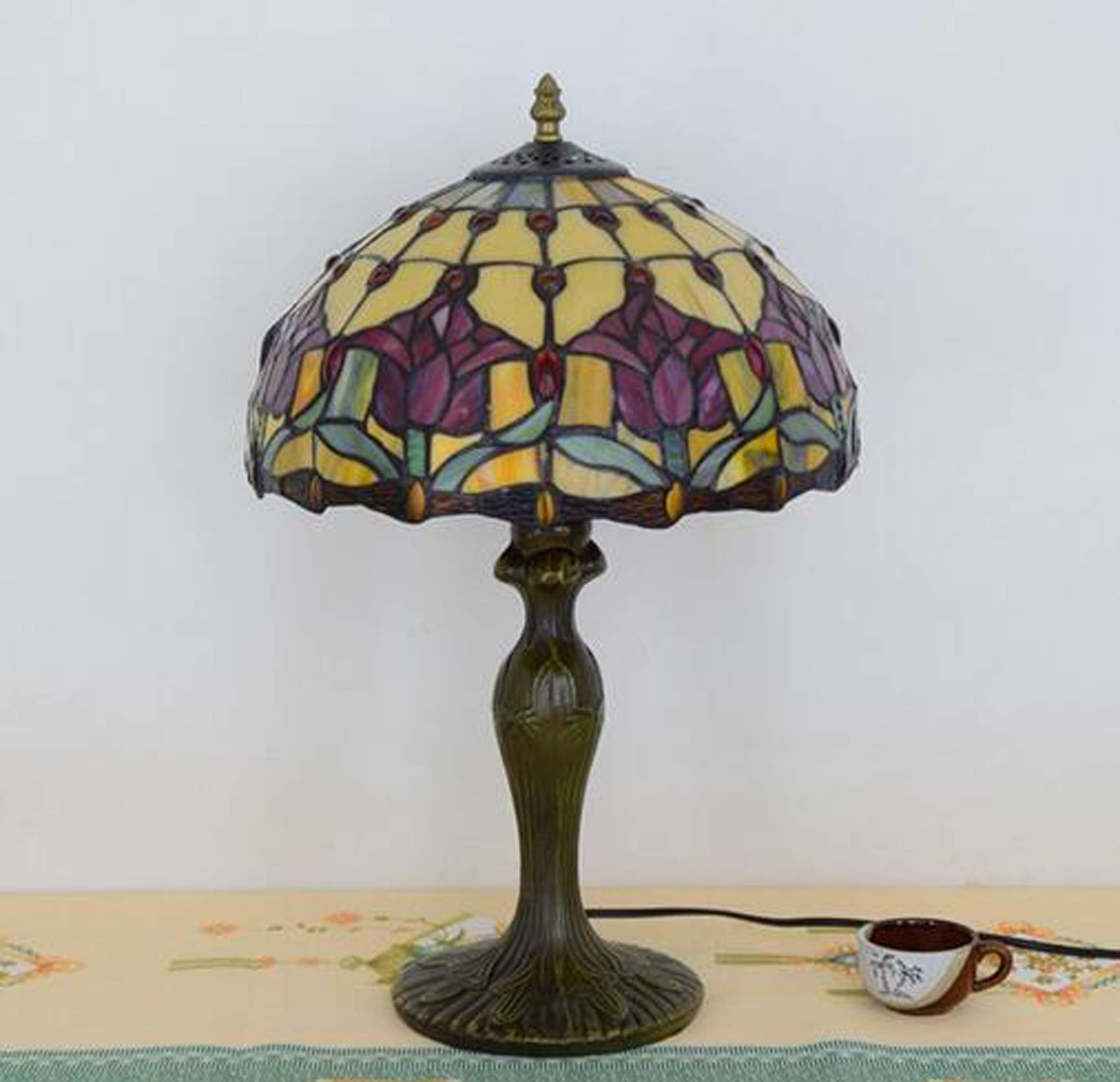 Tiffany Style Stained Glass Table Lamp - 12