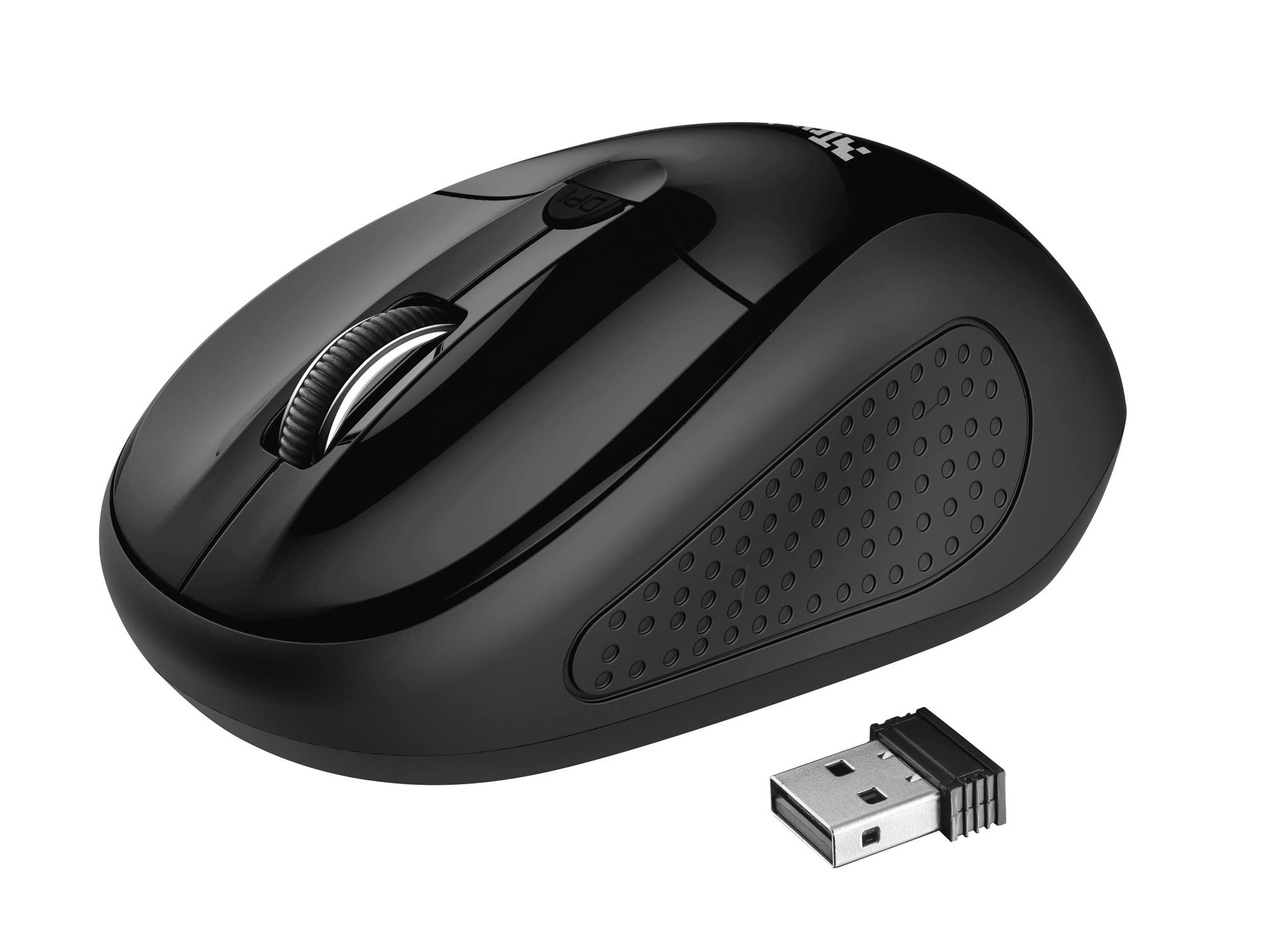 Trust Primo Wireless Optical Mouse - 1600 DPI, USB, Black - Ergonomic Computer Mouse with Scroll Wheel for Office, Gaming & Home Use