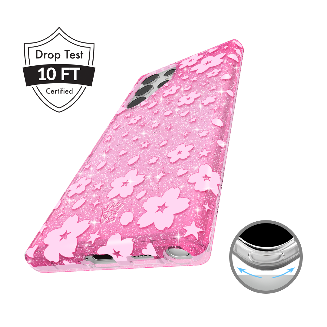 Cherry Blossom Glitter Samsung Phone Case - Elegant & Protective Cover for Samsung Galaxy S21/S20/Note 20 - Perfect for Spring Outfits & Everyday Use