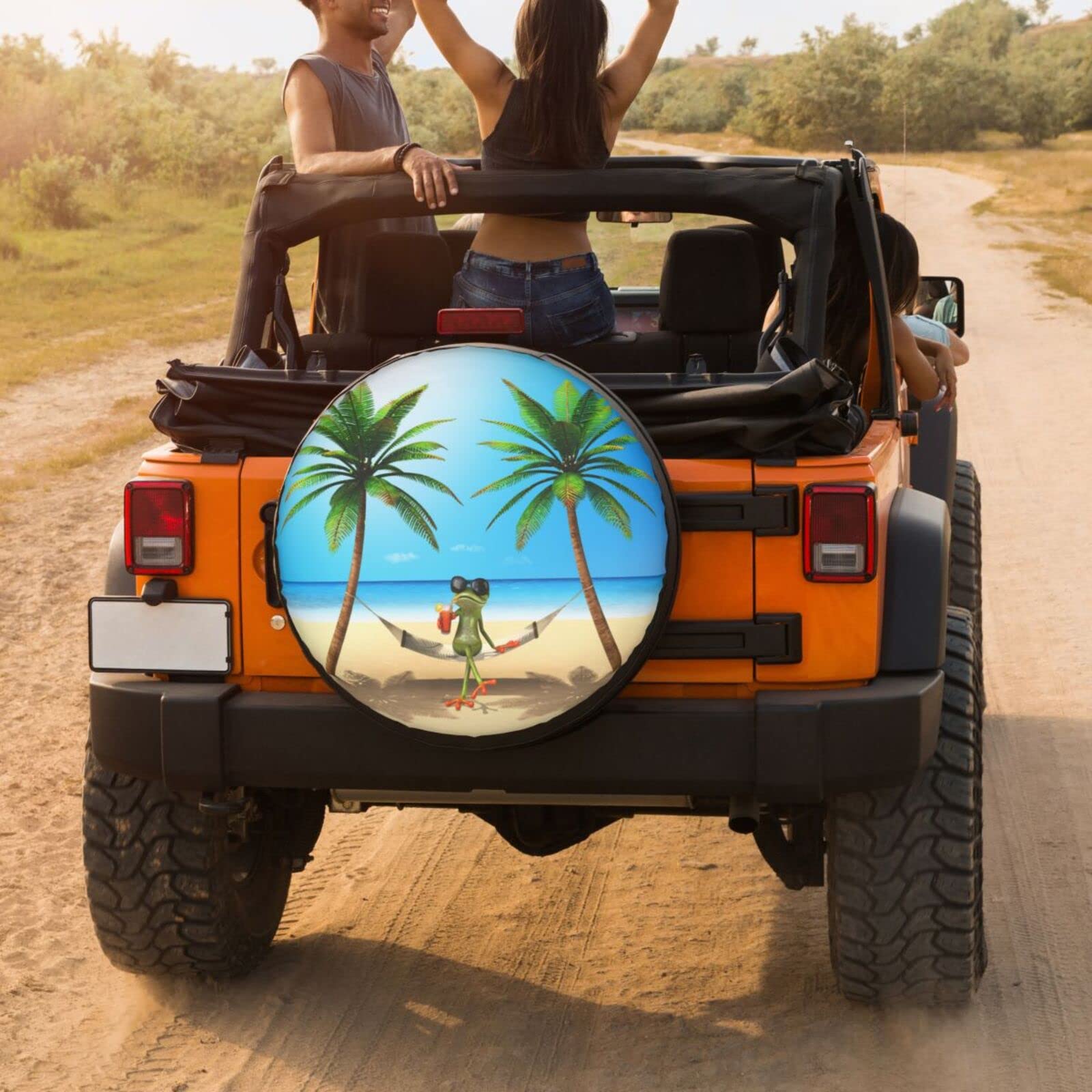 Green Frog Summer Spare Tire Cover - 17 Inch Dust-Proof Wheel Protector for Trailers, RVs, SUVs & Vehicles | Perfect for Outdoor Camping & Road Trips