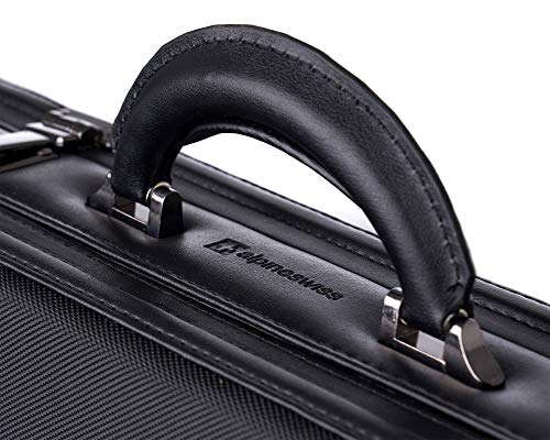 Alpine Swiss Expandable Hard Side Briefcase with Dual Combination Lock - Black | Business Travel & Office Carry-On Luggage for Professionals