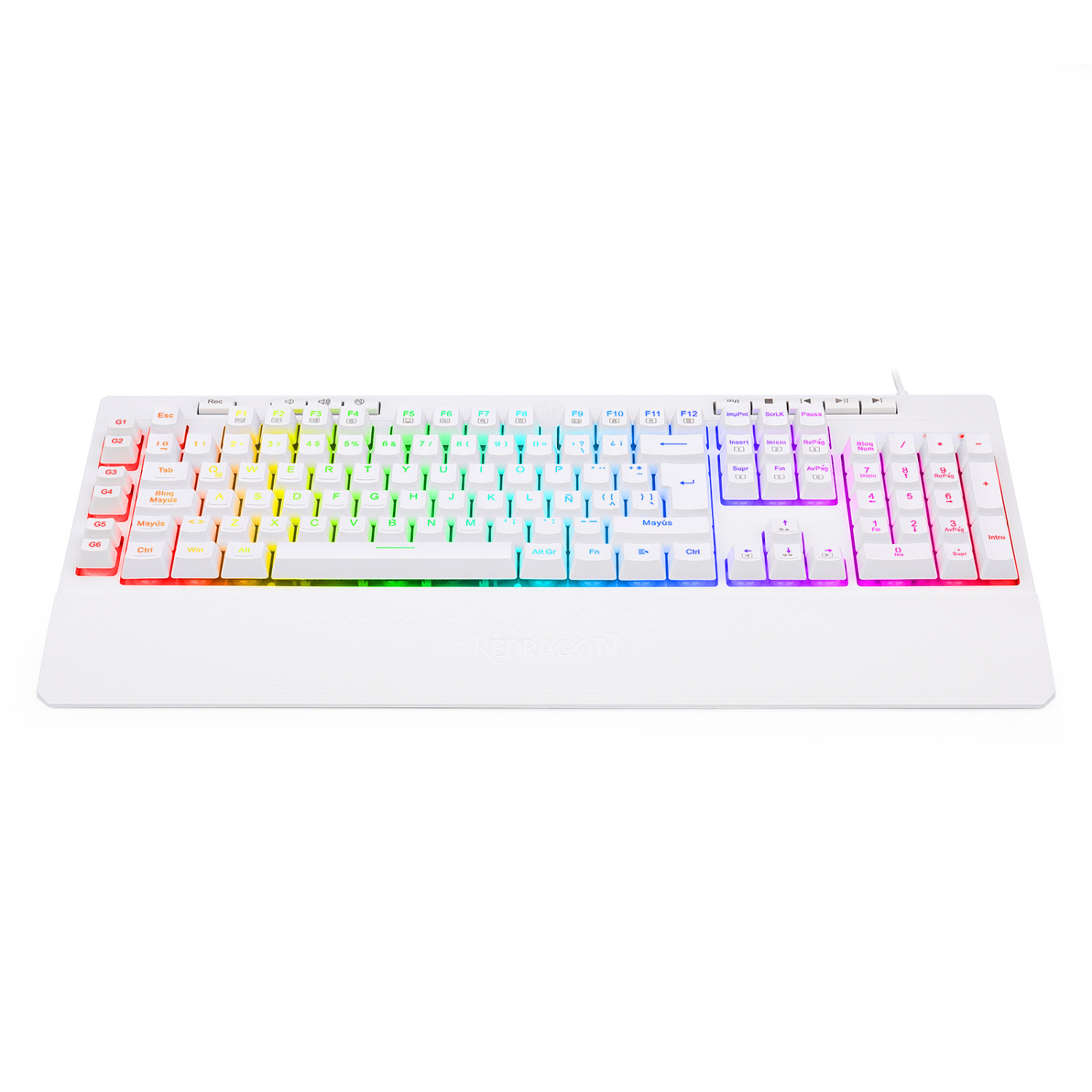 Redragon Shiva K512 RGB Gaming Keyboard - White (Spanish Layout) | Mechanical Feel, Anti-Ghosting | Perfect for PC Gaming & Esports