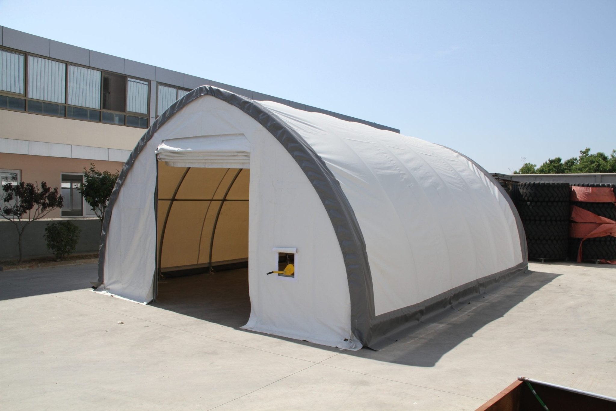 20' Single Truss Storage Shelter - Heavy Duty PVC/PE Industrial Fabric Building for Warehouse, Equipment & Vehicle Protection | Weatherproof Outdoor Storage Solution