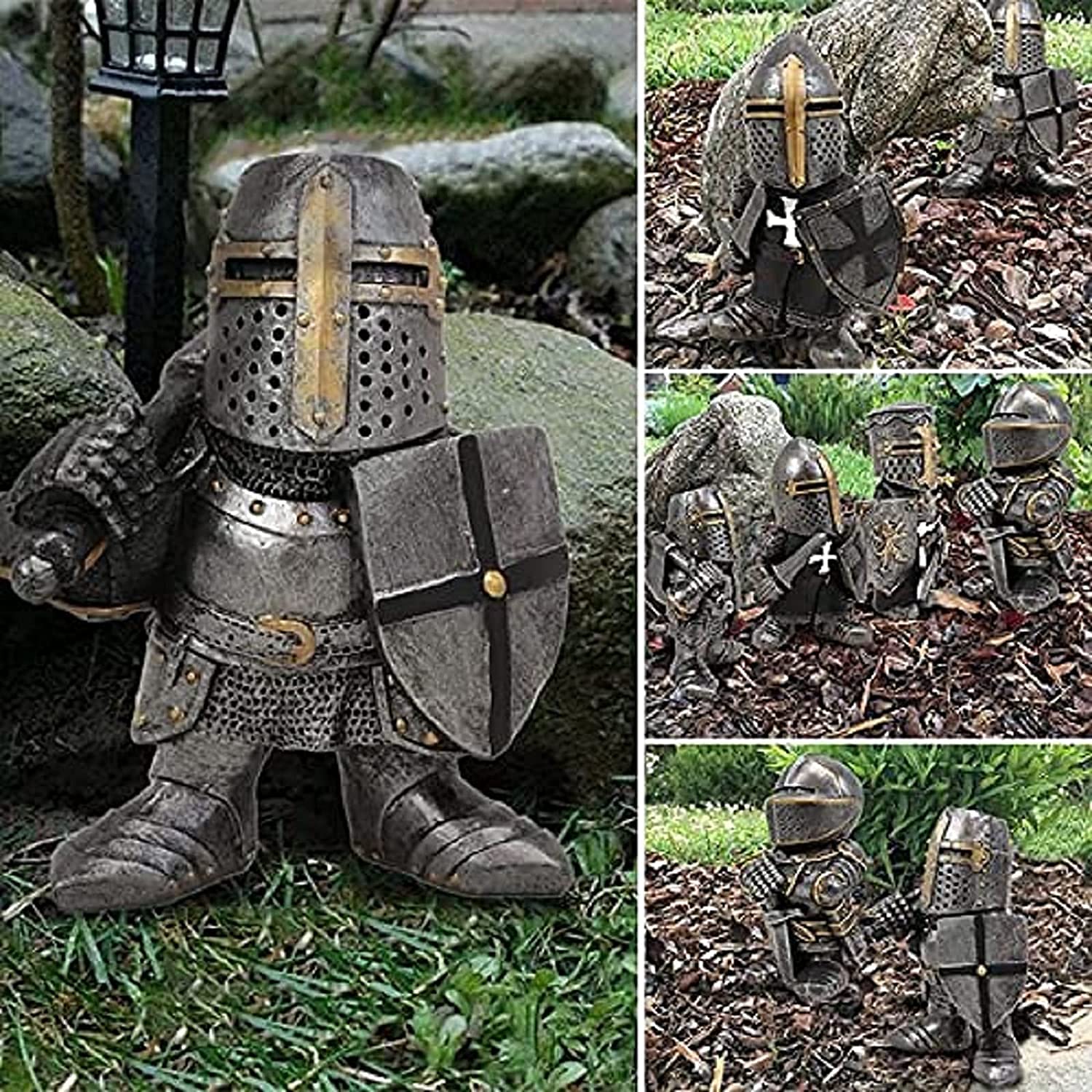 Knight Gnome Garden Statues - Outdoor Sculptures for Yard Decor & Lawn Art | Perfect for Patio, Garden, and Landscape Decoration