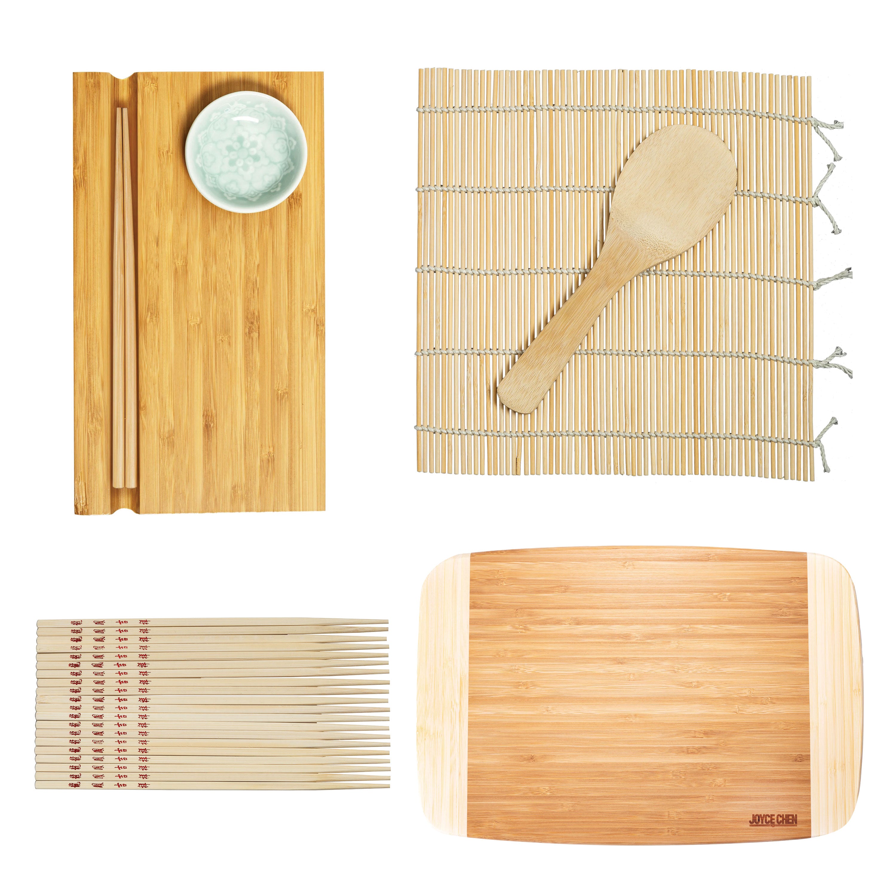 Premium Sushi Making Kit - 4 Piece Set with Bamboo Mat, Rice Paddle, & Chopsticks | Perfect for Home Chefs & Japanese Cuisine Lovers | Ideal for Dinner Parties, Cooking Classes & DIY Sushi Nights