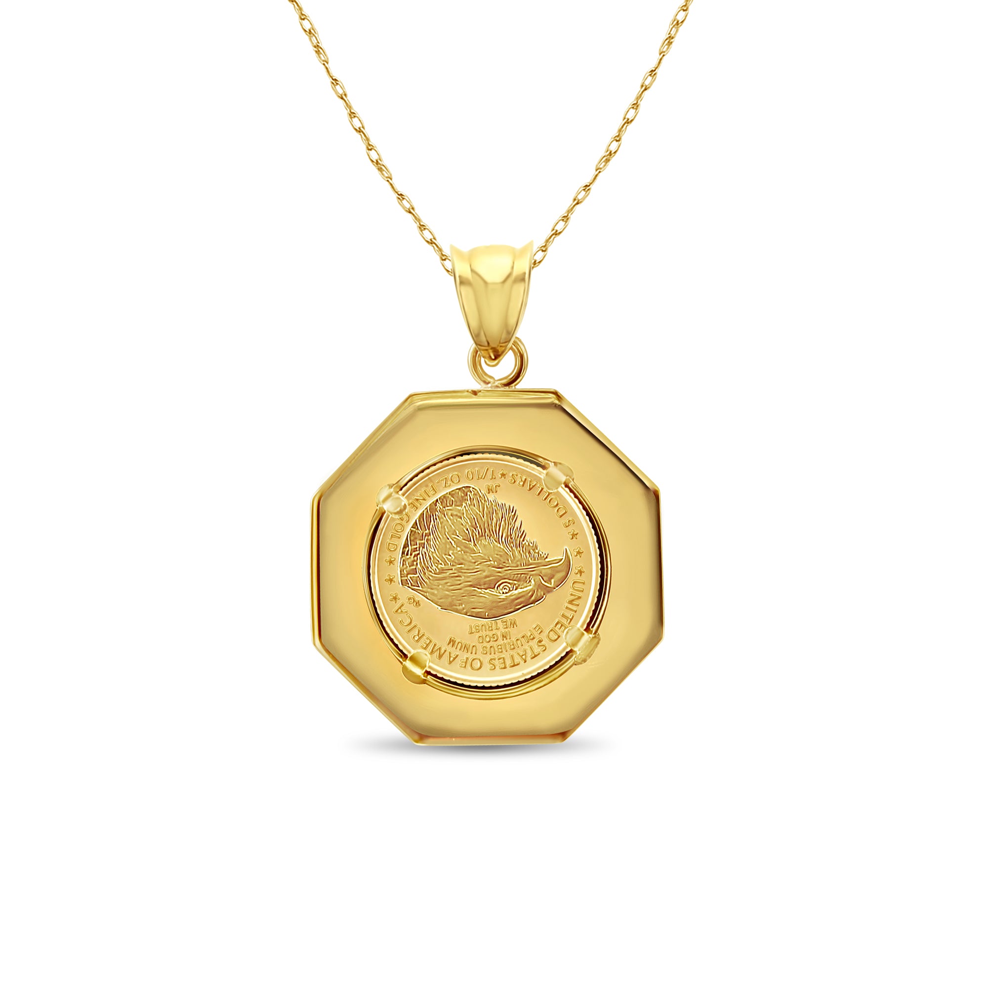 1/10 oz Octagon Lady Liberty Coin Necklace - Gold & Silver Plated Collectible Jewelry for Women - Perfect Gift for Holidays & Special Occasions