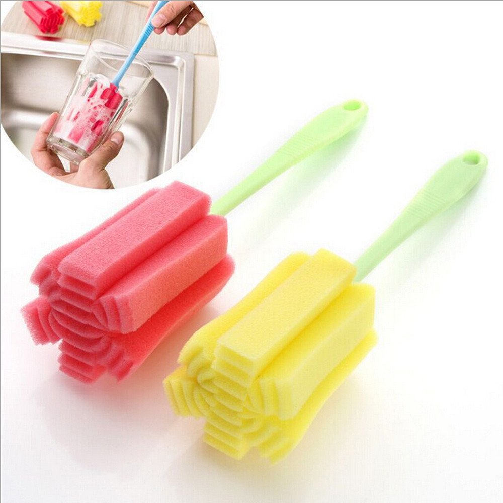3-Piece Cup Brush Set for Wine Glasses, Bottles & Kitchenware - Durable Cleaning Sponge for Coffee, Tea & Bar Use - Perfect for Windows, Screens & Dining Utensils