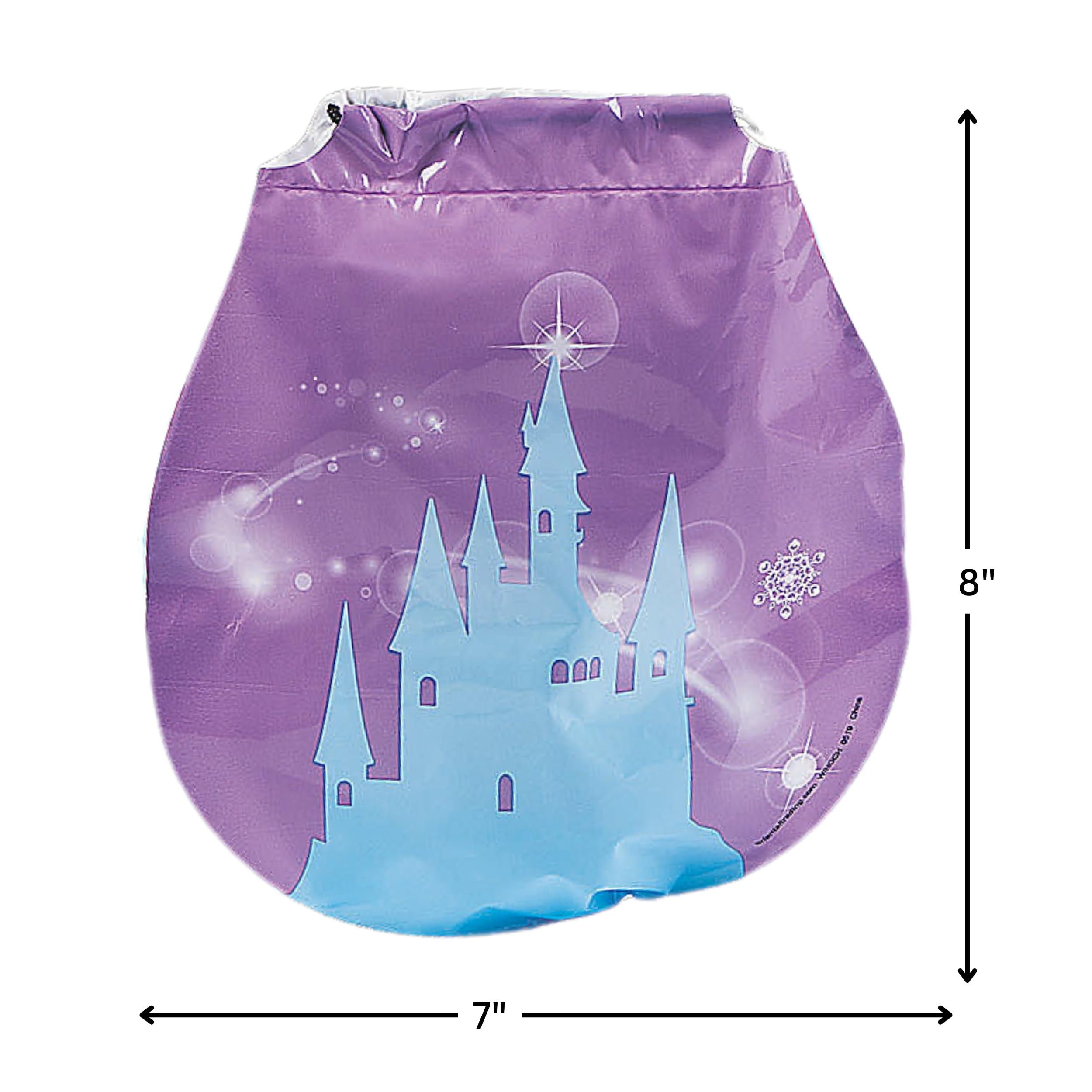 Fun Express Winter Princess Drawstring Goody Bags - 72 Pack Party Favor Bags for Kids Birthday, Christmas & Winter Themed Events - Bulk Party Supplies for Princess Birthday Party Decorations