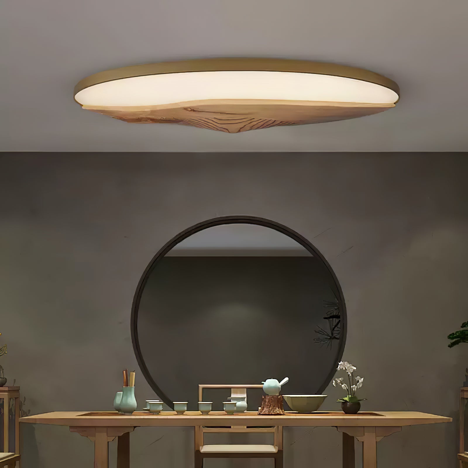 Half Mountain Ceiling Lamp - Modern Nordic Style LED Light Fixture for Living Room, Bedroom, Dining Room - Dimmable Indoor Hanging Light with Warm White Light - Perfect for Home, Office, and Cafe Decor