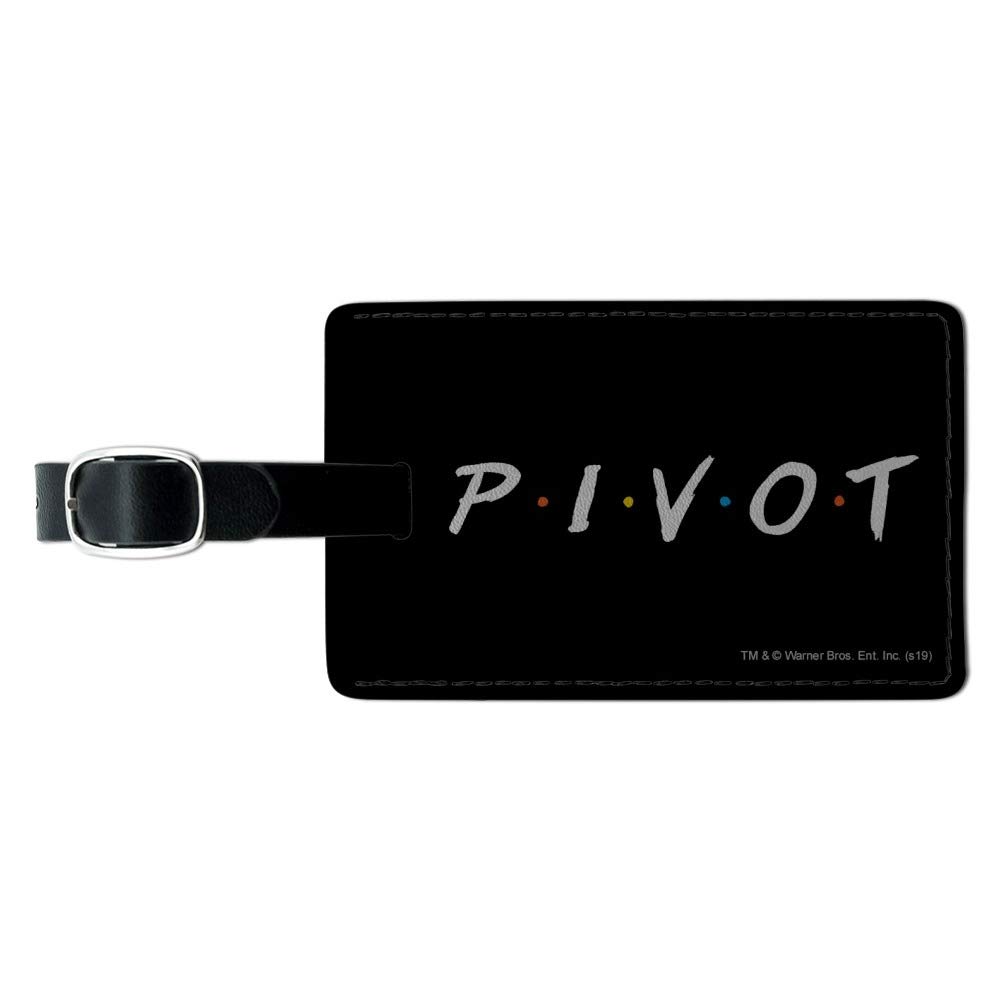 Friends Pivot Rectangle Leather Luggage Tag - Durable Carry-On ID Tag for Suitcases & Travel Bags - Perfect for Business Trips, Vacations and Airport Identification
