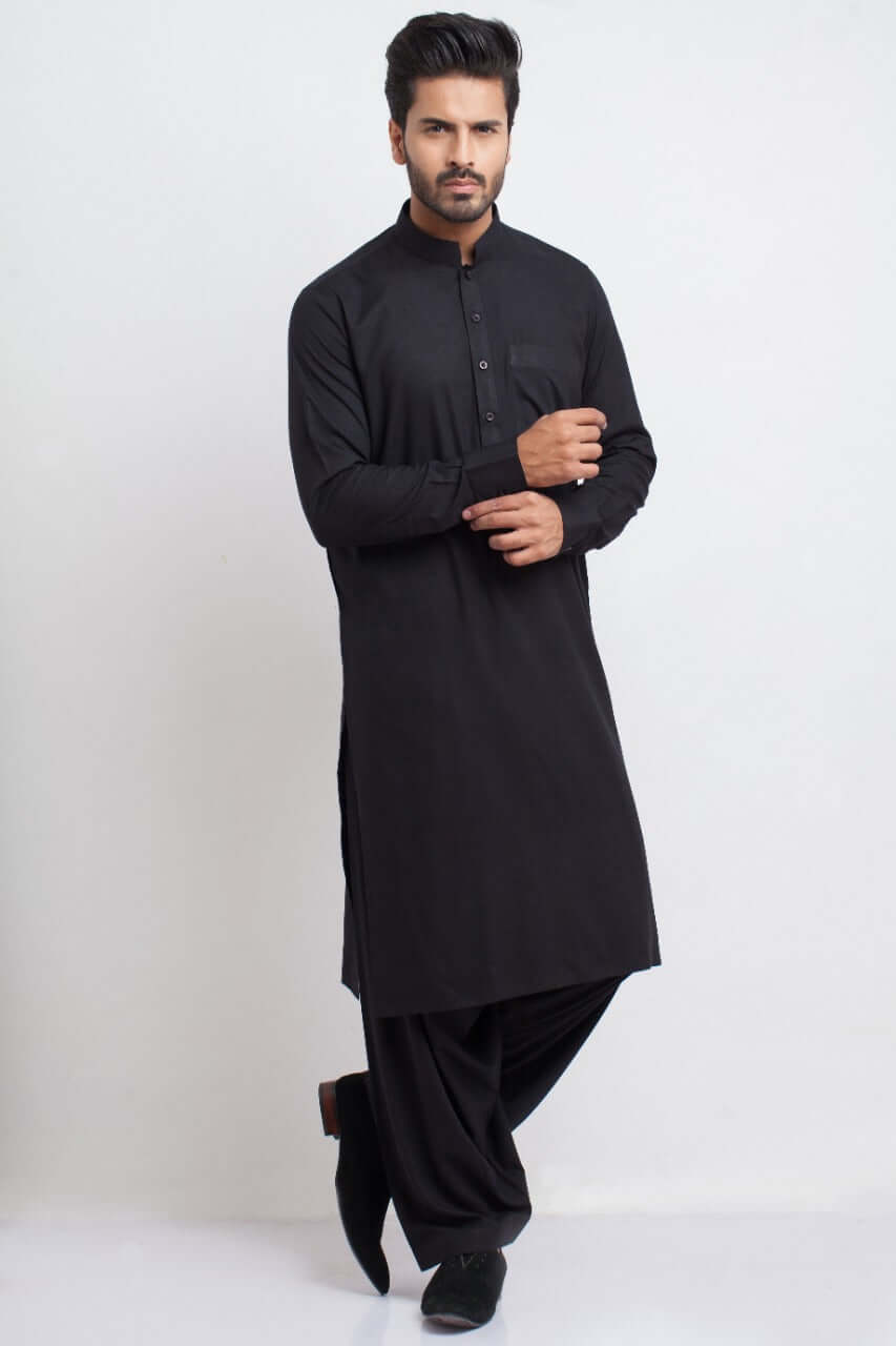 Premium Black Shalwar Kameez for Men - Traditional Pakistani Outfit for Weddings, Eid & Special Occasions