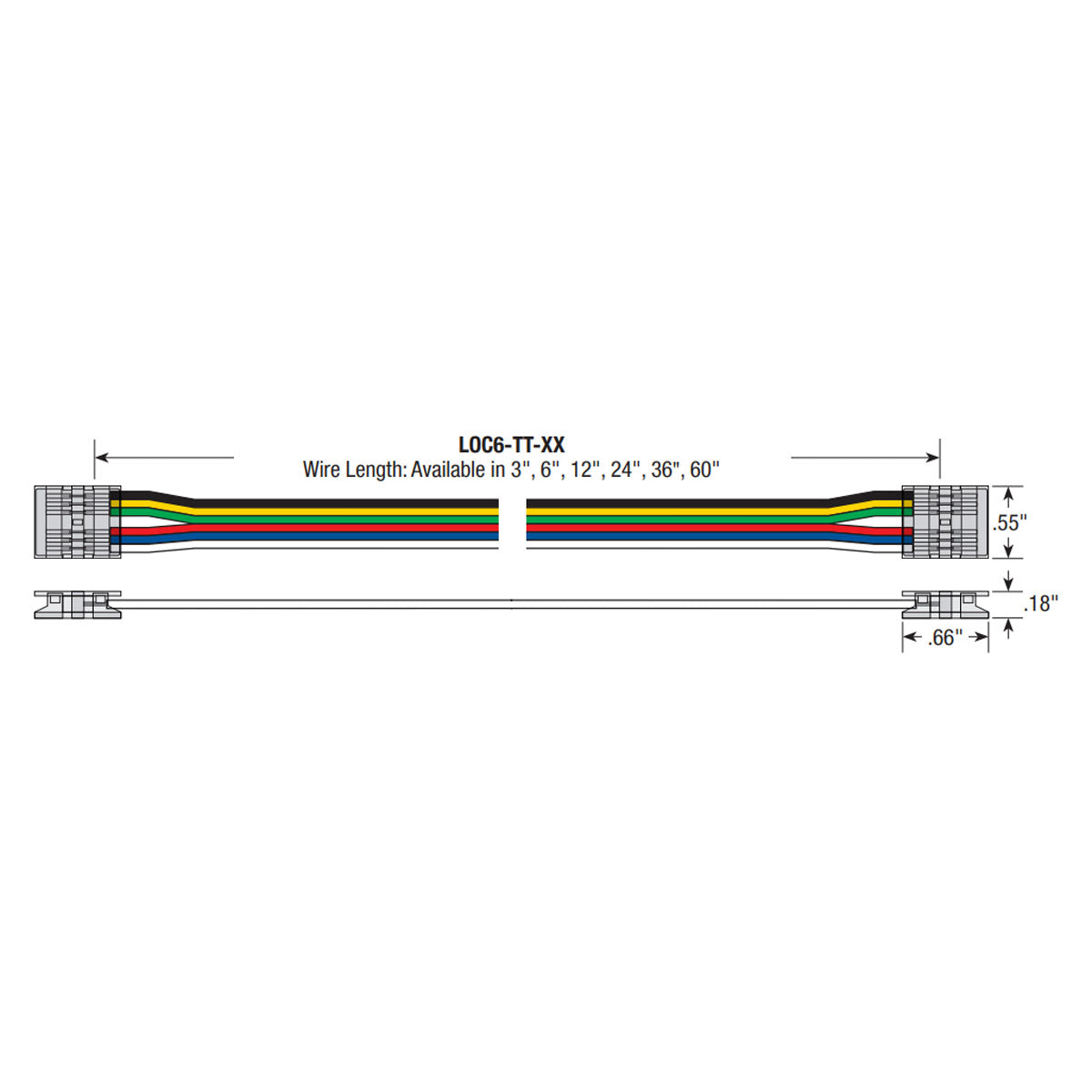 36in. Tape to Tape Connector for LTR S COB RGBTW LED Strip Lights - Easy Installation for Home, Commercial & DIY Lighting Projects