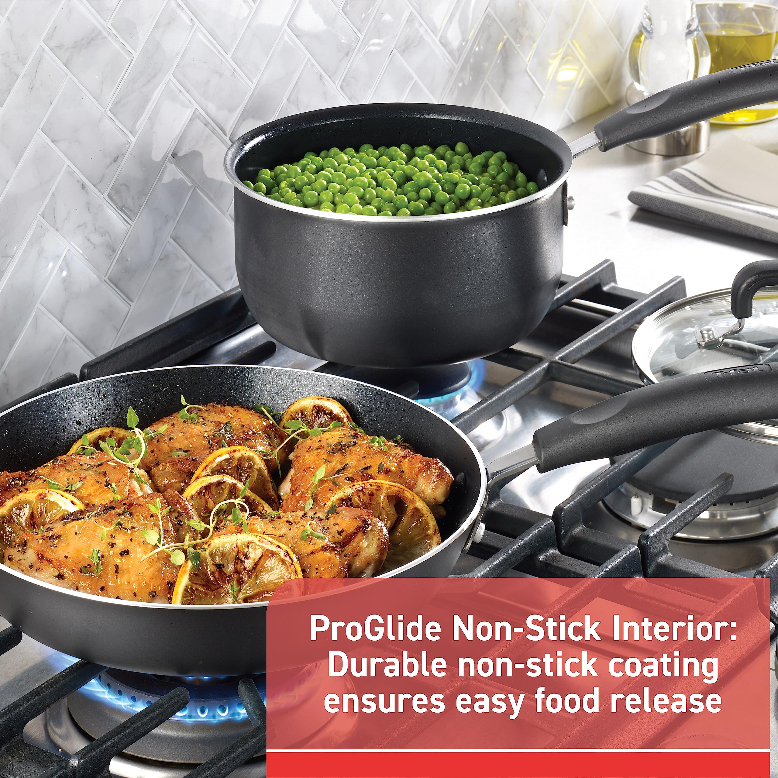 T-fal Signature 12-Piece Nonstick Cookware Set - Oven & Broiler Safe to 350°F - Includes Fry Pans, Saucepans, Saute Pan, Dutch Oven & Griddle - Dishwasher Safe Black Kitchen Essentials for Home Cooking, Baking & Meal Prep