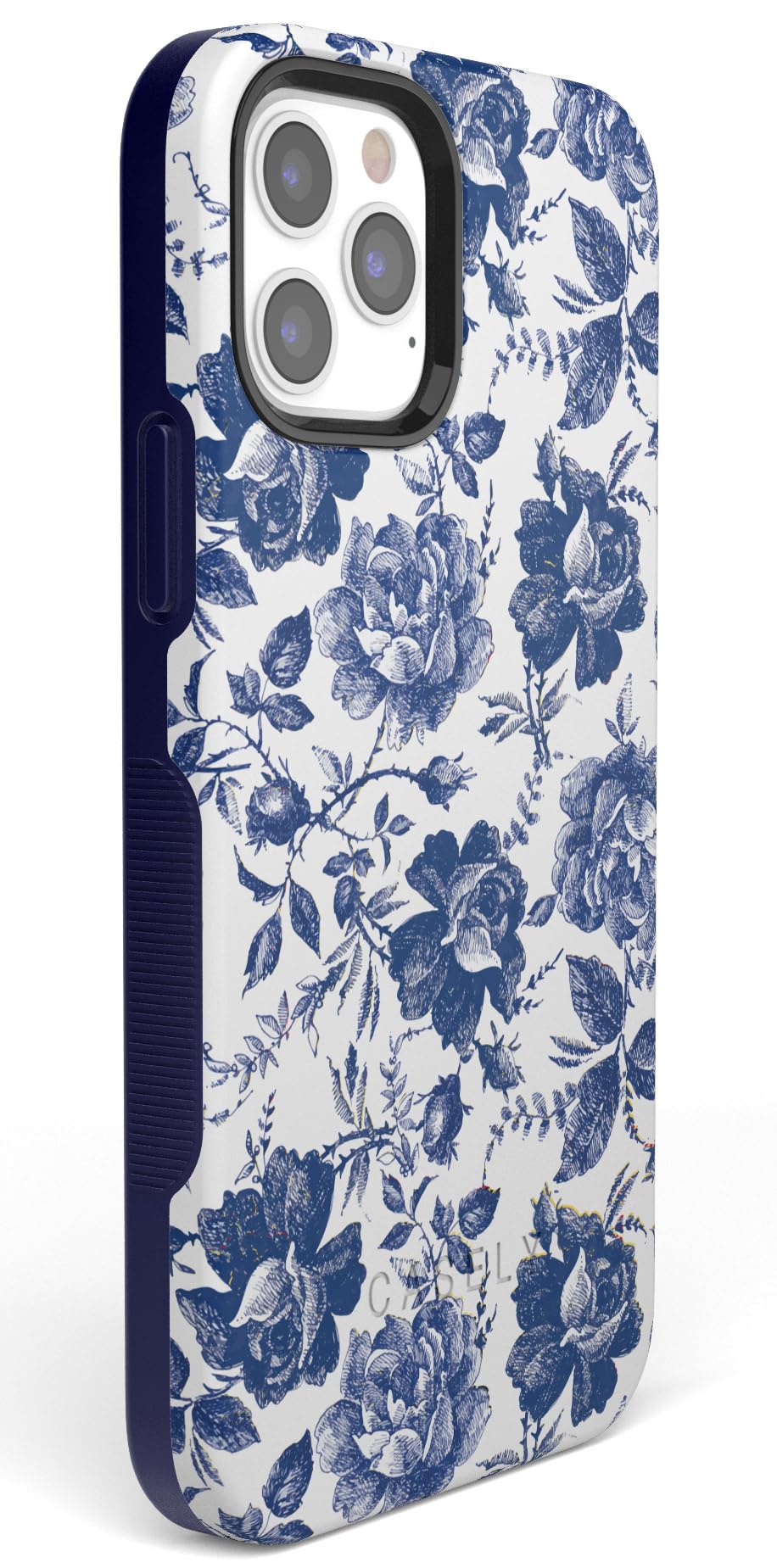 Casely iPhone 12/12 Pro Floral Phone Case - Rose to Fame Coquette Design | Blue & White Rose Pattern | Slim Protective Cover for Women | Perfect for Everyday Use & Gift Giving
