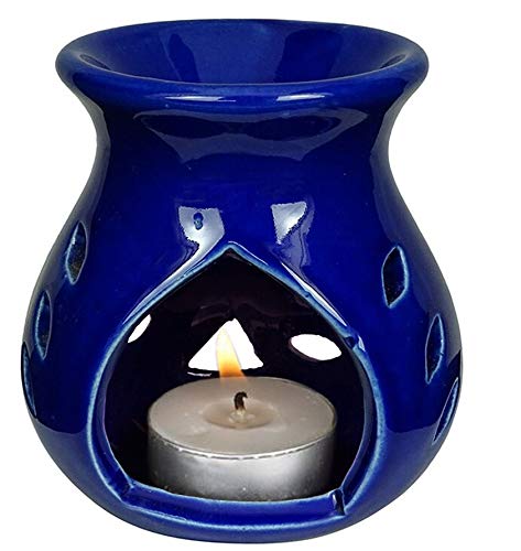 Premium Ceramic Aroma Oil Burner - Blue Essential Oil Diffuser for Home & Office | Strong Long-Lasting Fragrance | Perfect for Relaxation, Yoga & Aromatherapy