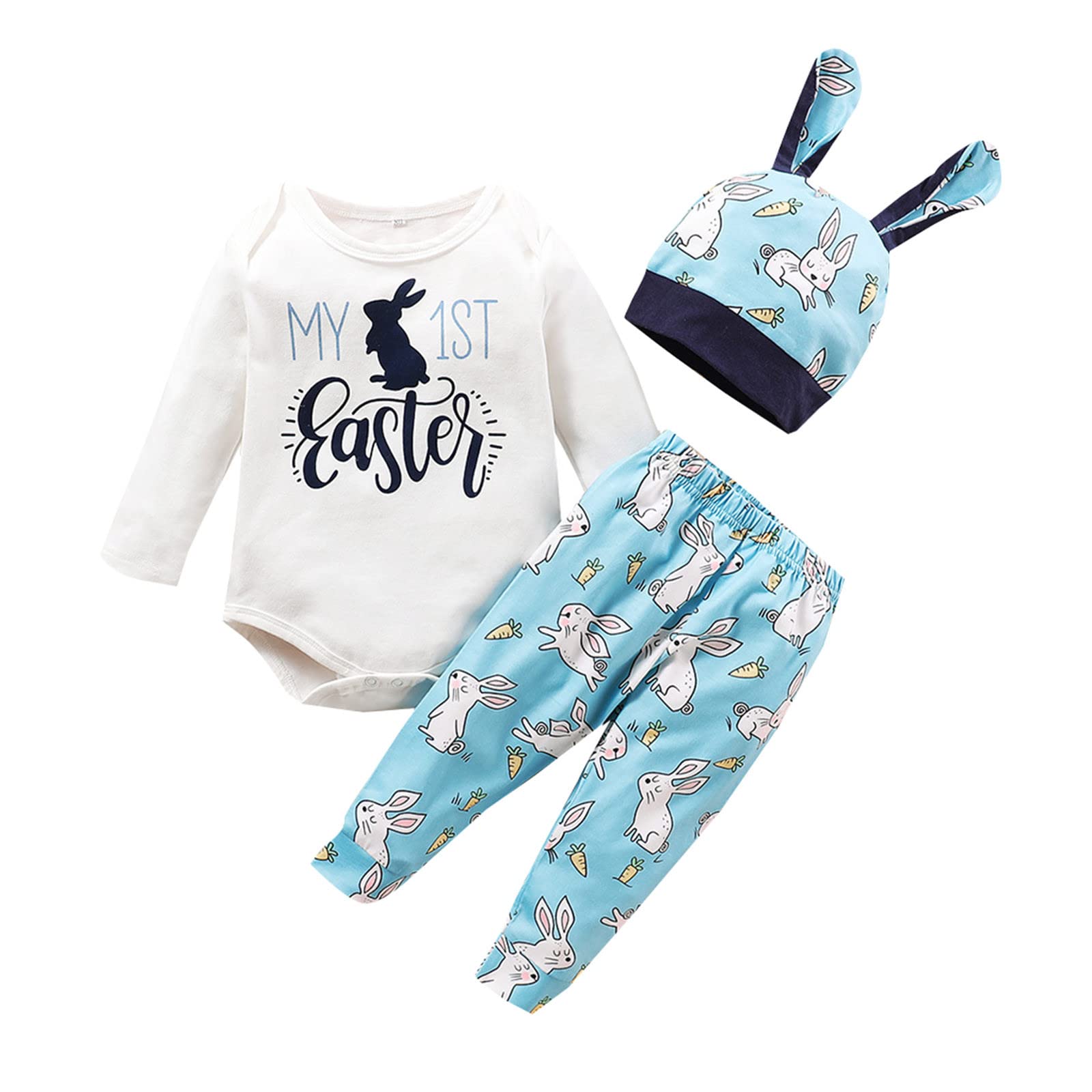 Halloween Baby Romper Set - Cute Cartoon Letter Long Sleeve Bodysuit with Pants & Hat for Infant Boys & Girls | Perfect Twin Baby Gift for Halloween Parties & Photo Shoots