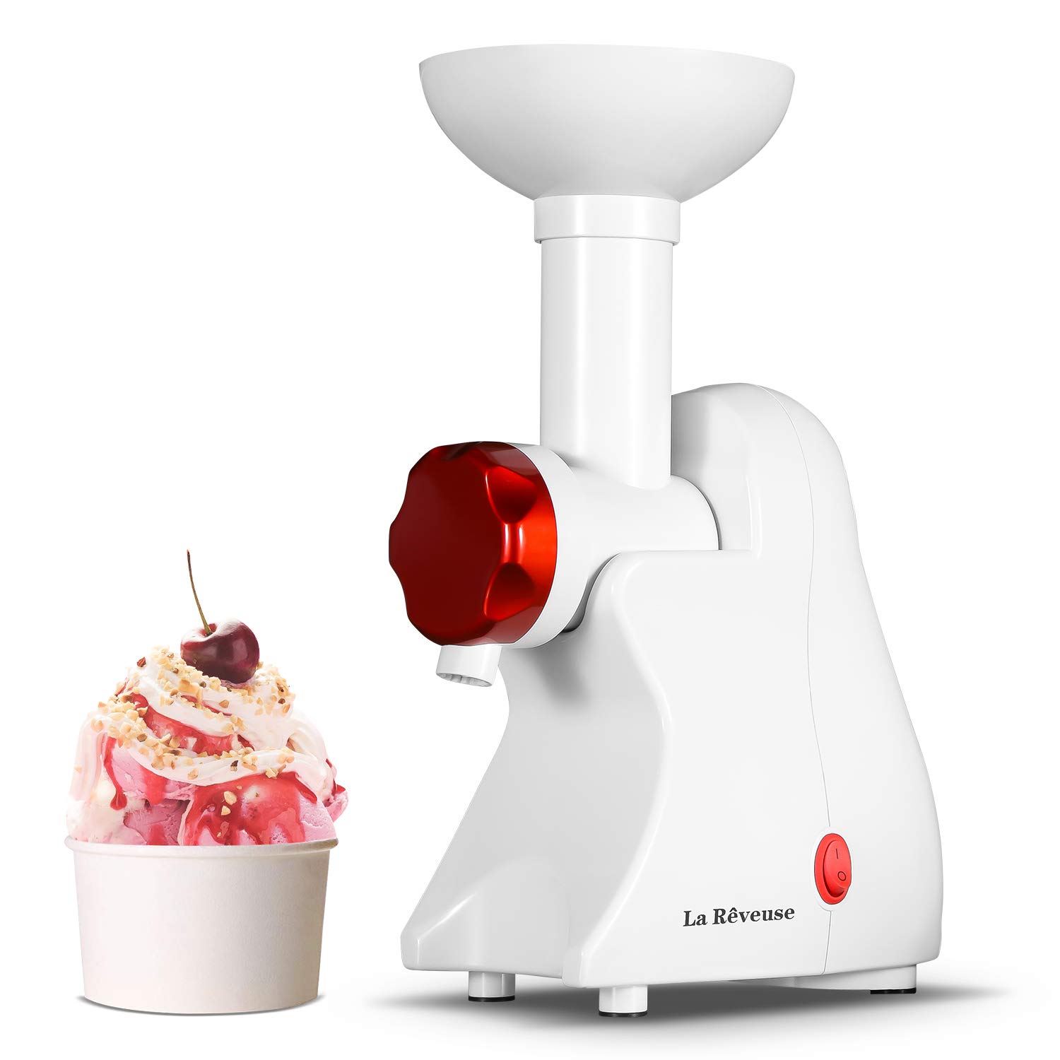 La Reveuse Frozen Dessert Maker - Healthy Soft Serve Ice Cream Maker for Sherbet, Sorbet, Frozen Yogurt - Perfect for Kids & Family Dessert - White | Great for Birthday Parties, Summer Treats & Healthy Snacks