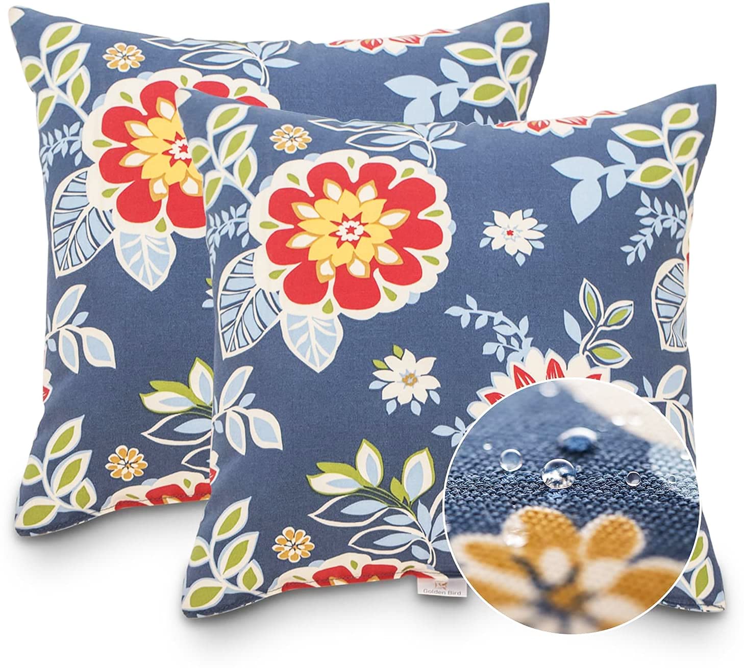 JMGBird Waterproof Outdoor Pillows Set of 2 - 18×18 Inch All-Weather Decorative Throw Pillows for Patio Furniture, Couch, Sofa & Bed - Perfect for Backyard, Poolside & Outdoor Living Spaces